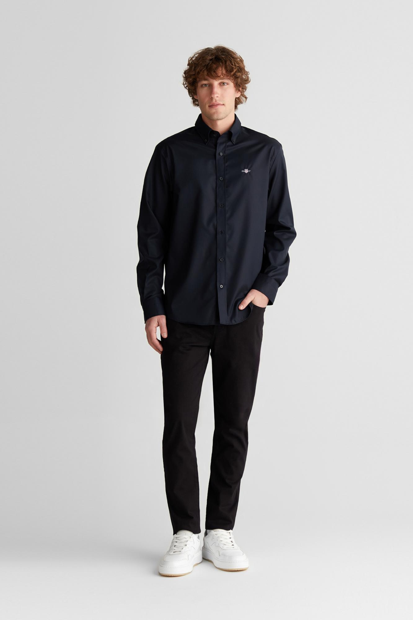 GANT Erkek Siyah Düğmeli Yaka Logolu Gömlek