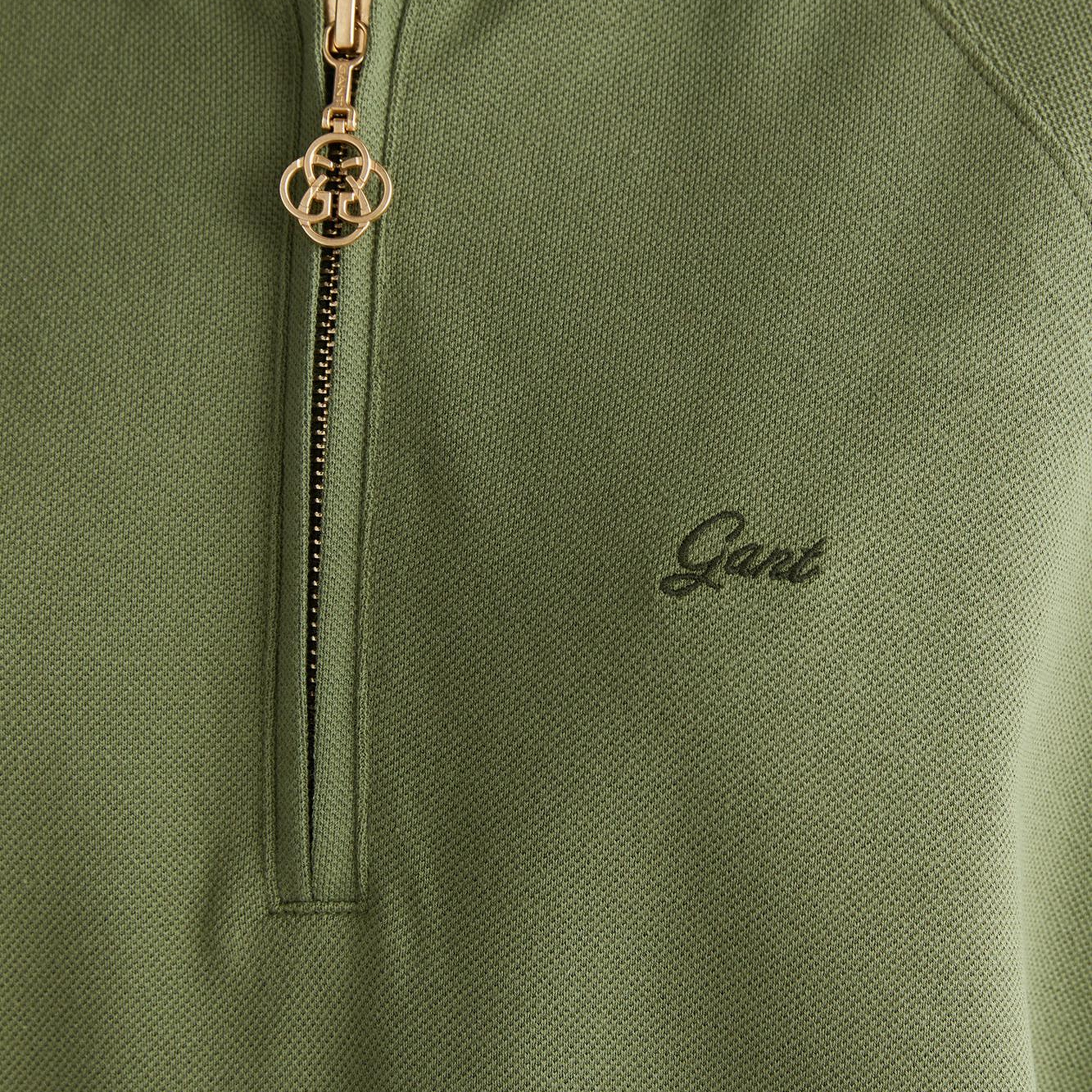 GANT Kadın Yeşil Regular Fit Yarım Fermuarlı Polo Yaka T-Shirt