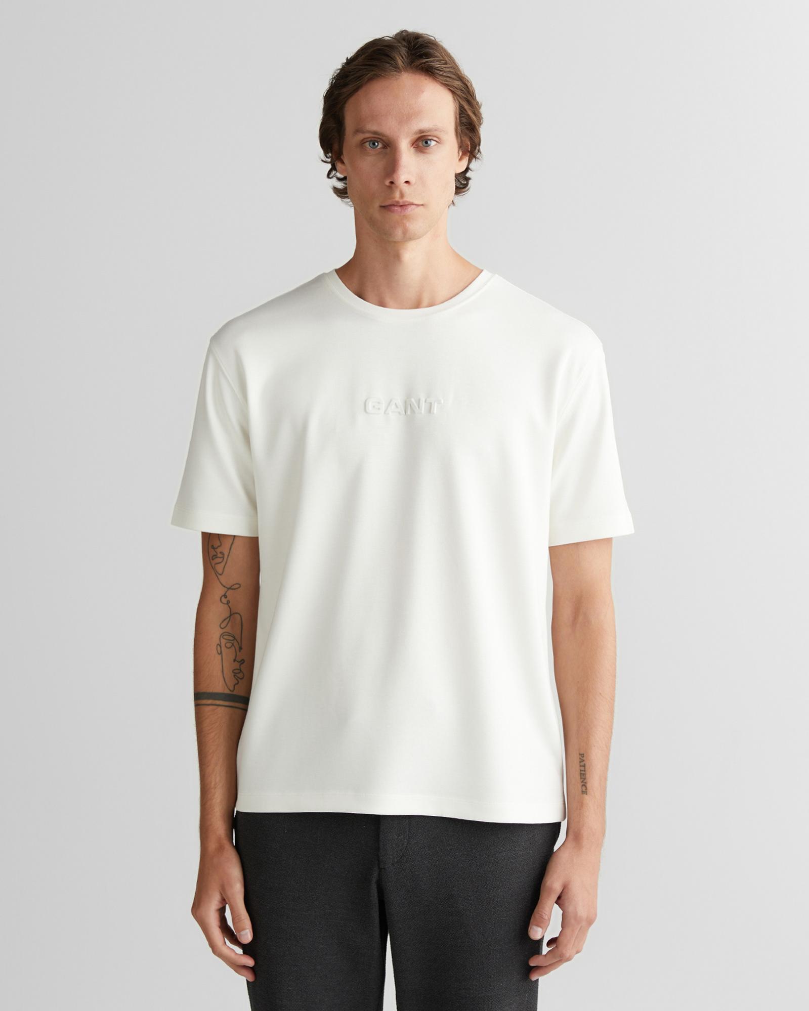 GANT Erkek Beyaz Bisiklet Yaka T-Shirt