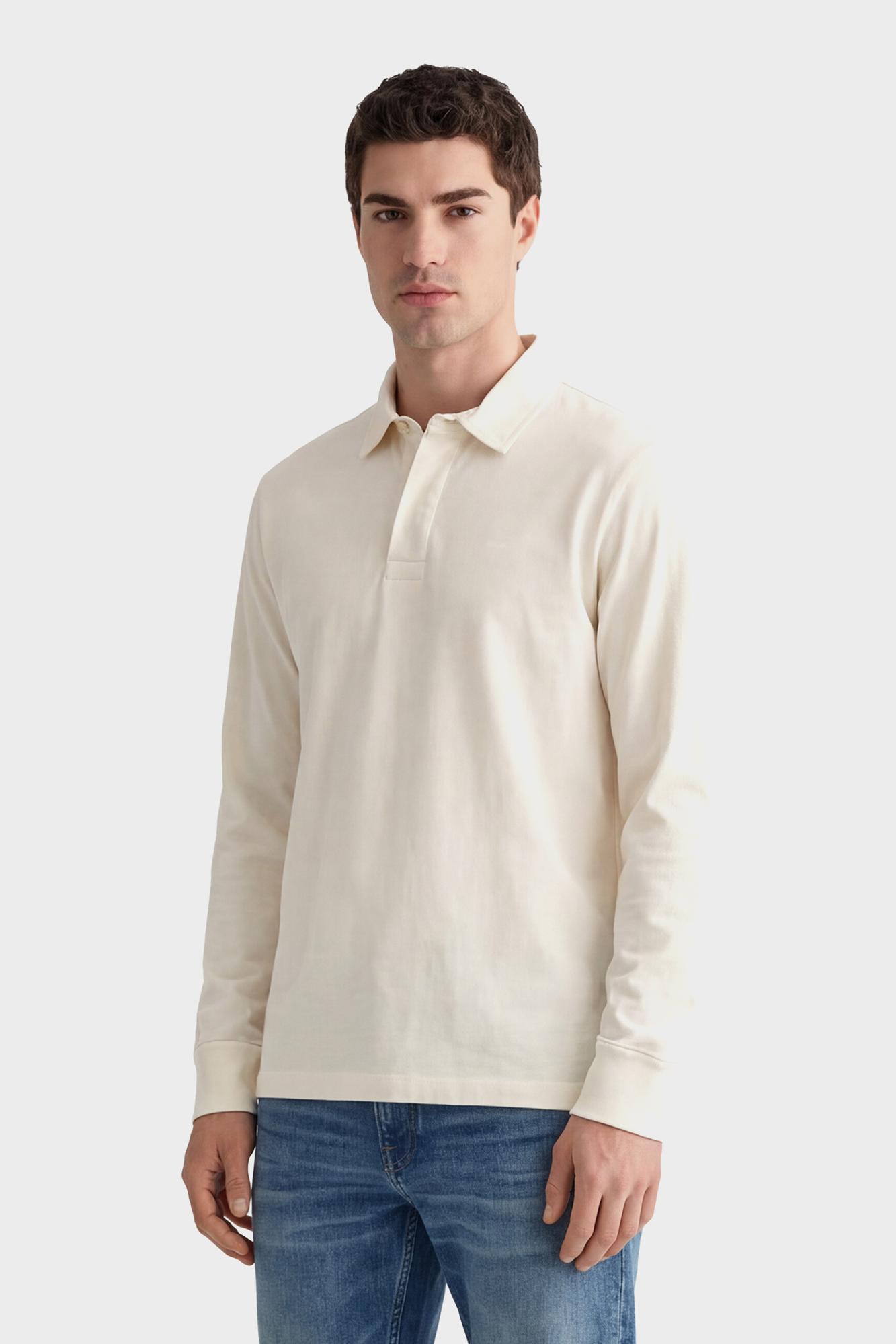 GANT Erkek Krem Regular Fit Logolu Rugby T-Shirt