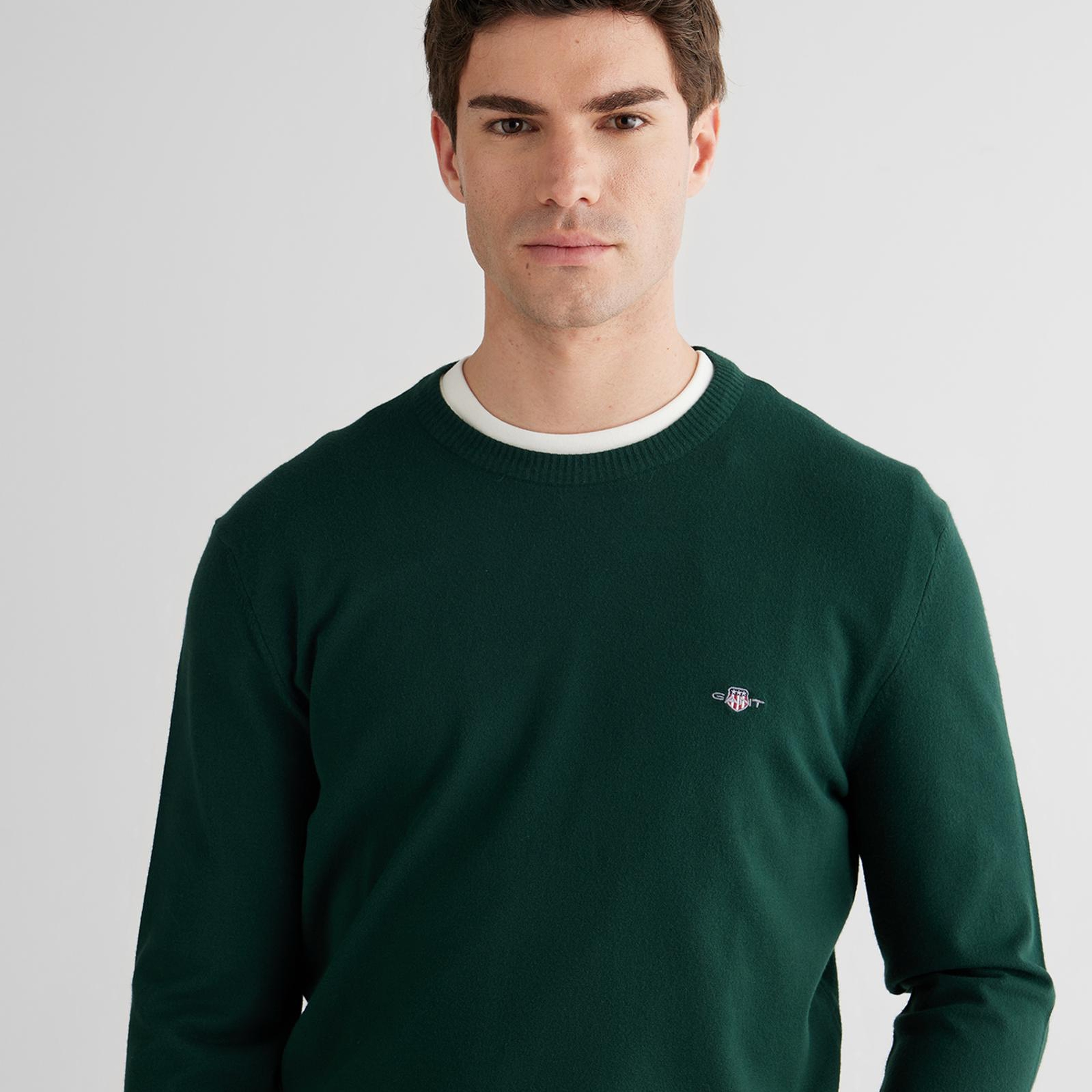 GANT Erkek Yeşil Standart Fit Bisiklet Yaka Triko