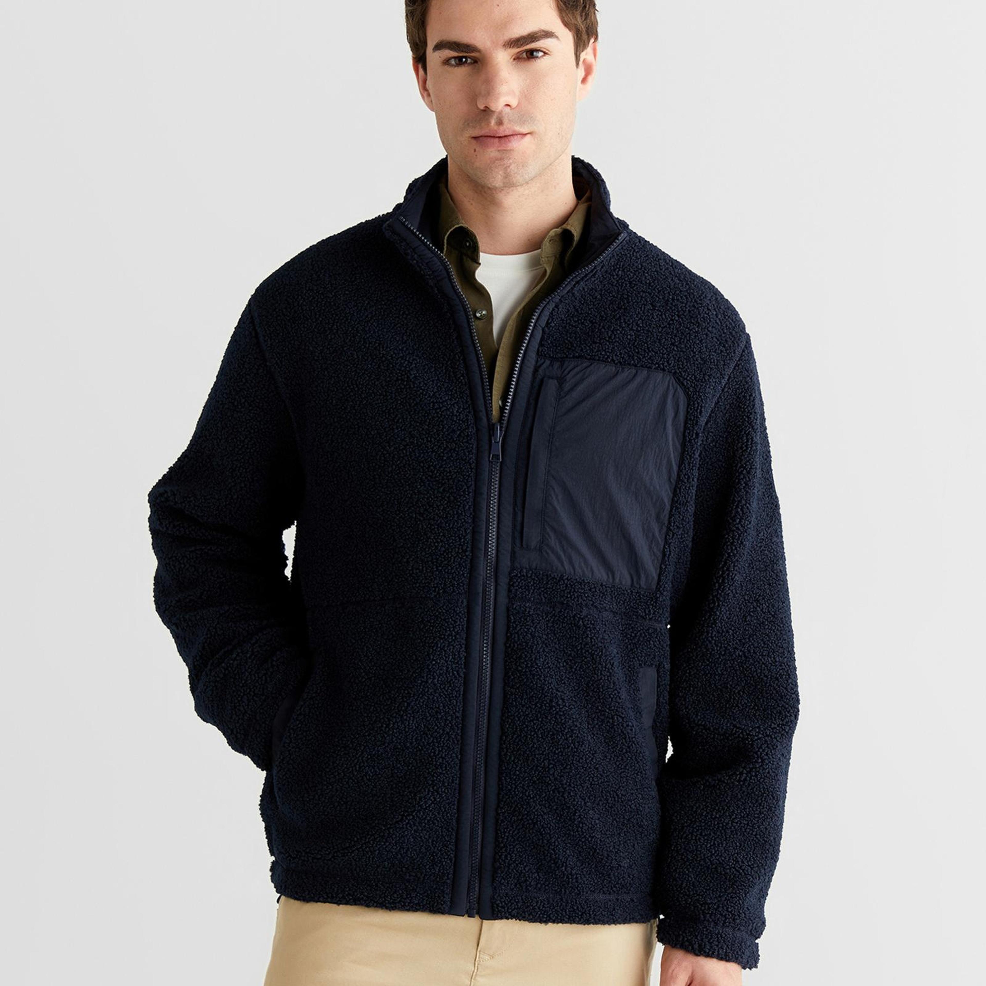GANT Erkek Lacivert Fermuarlı Çift Taraflı Polar Sweatshirt