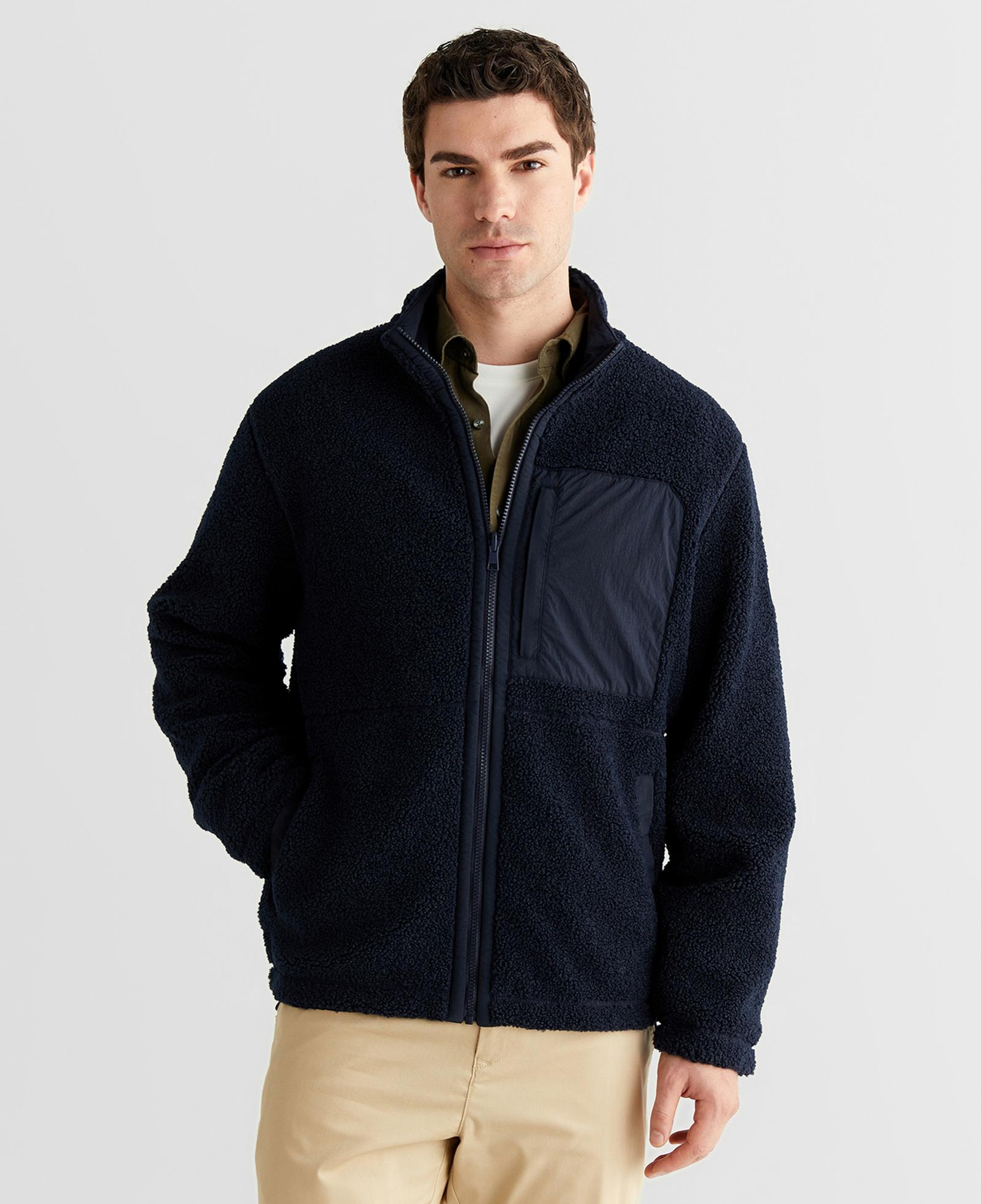 GANT Erkek Lacivert Fermuarlı Çift Taraflı Polar Sweatshirt