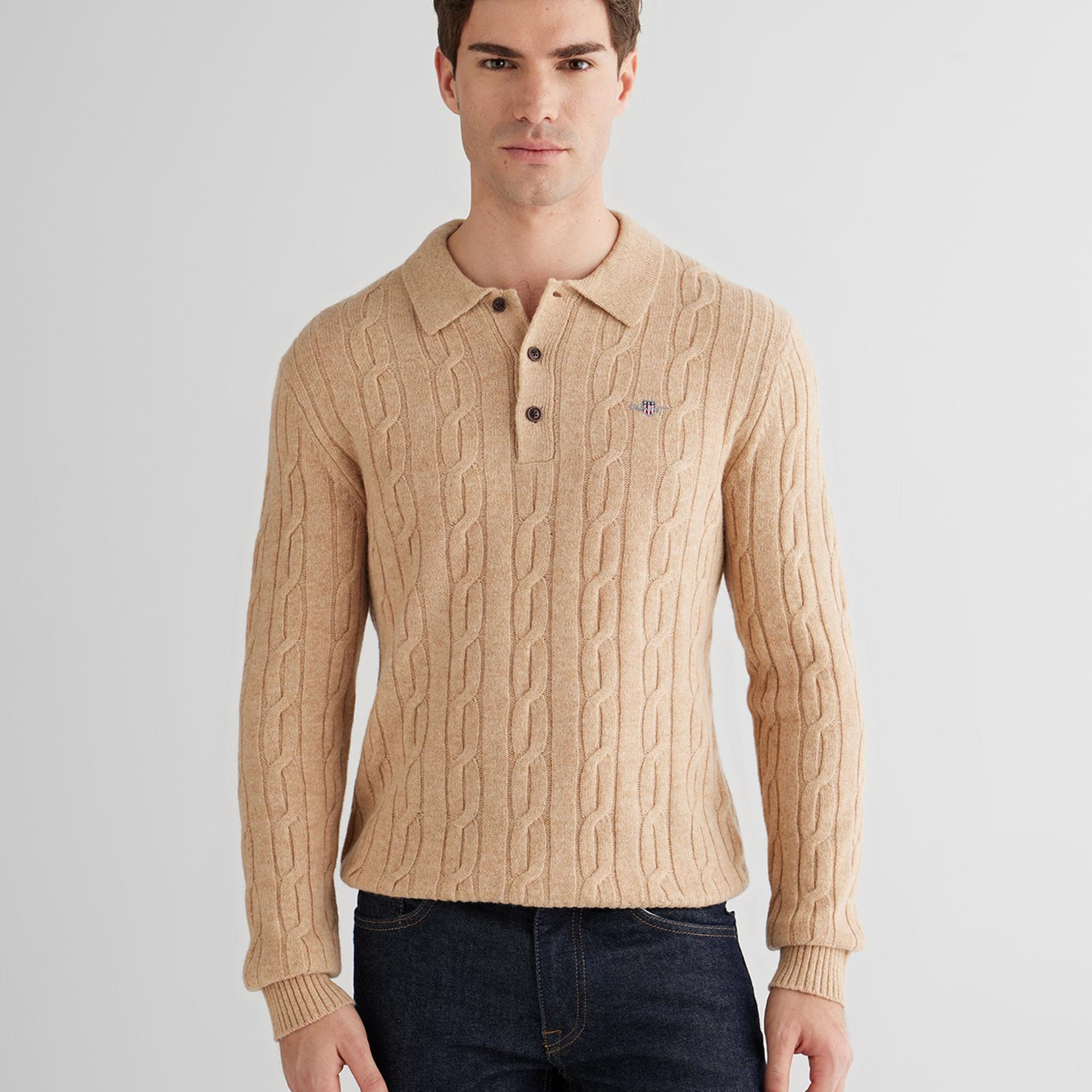 GANT Erkek Bej Regular Fit Polo Yaka Triko