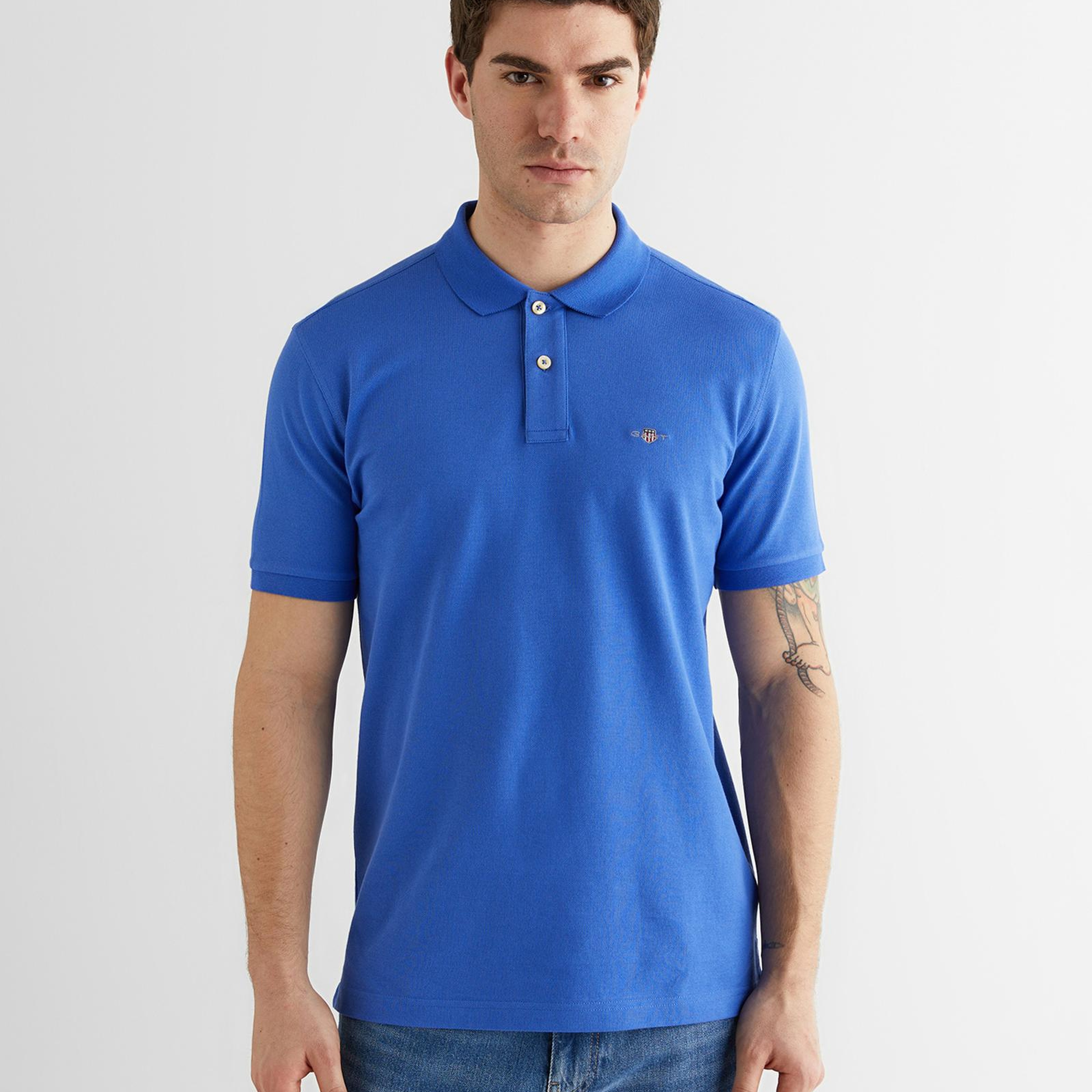 GANT Erkek Mavi Regular Fit Logolu Polo Yaka T-Shirt