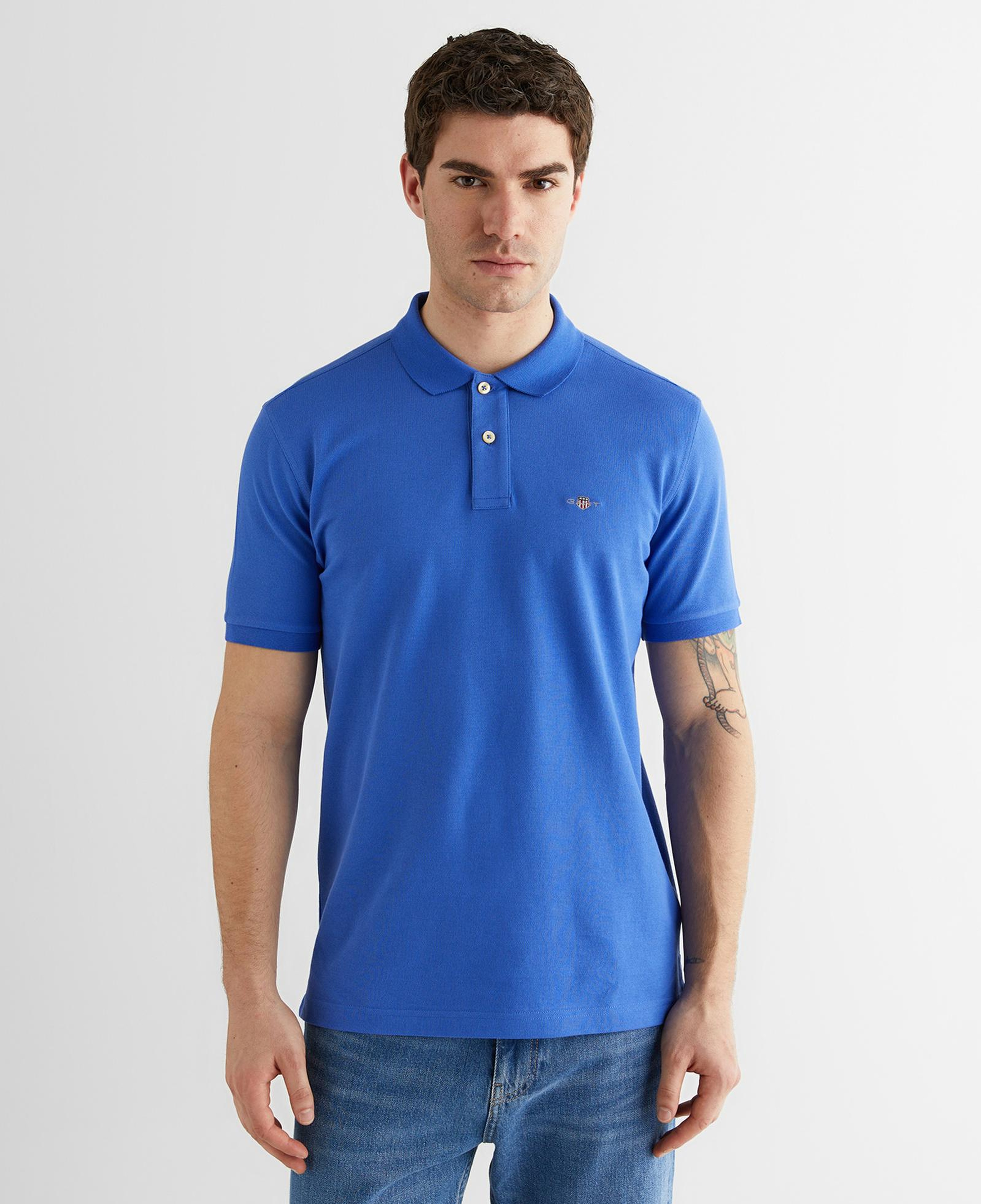 GANT Erkek Mavi Regular Fit Logolu Polo Yaka T-Shirt