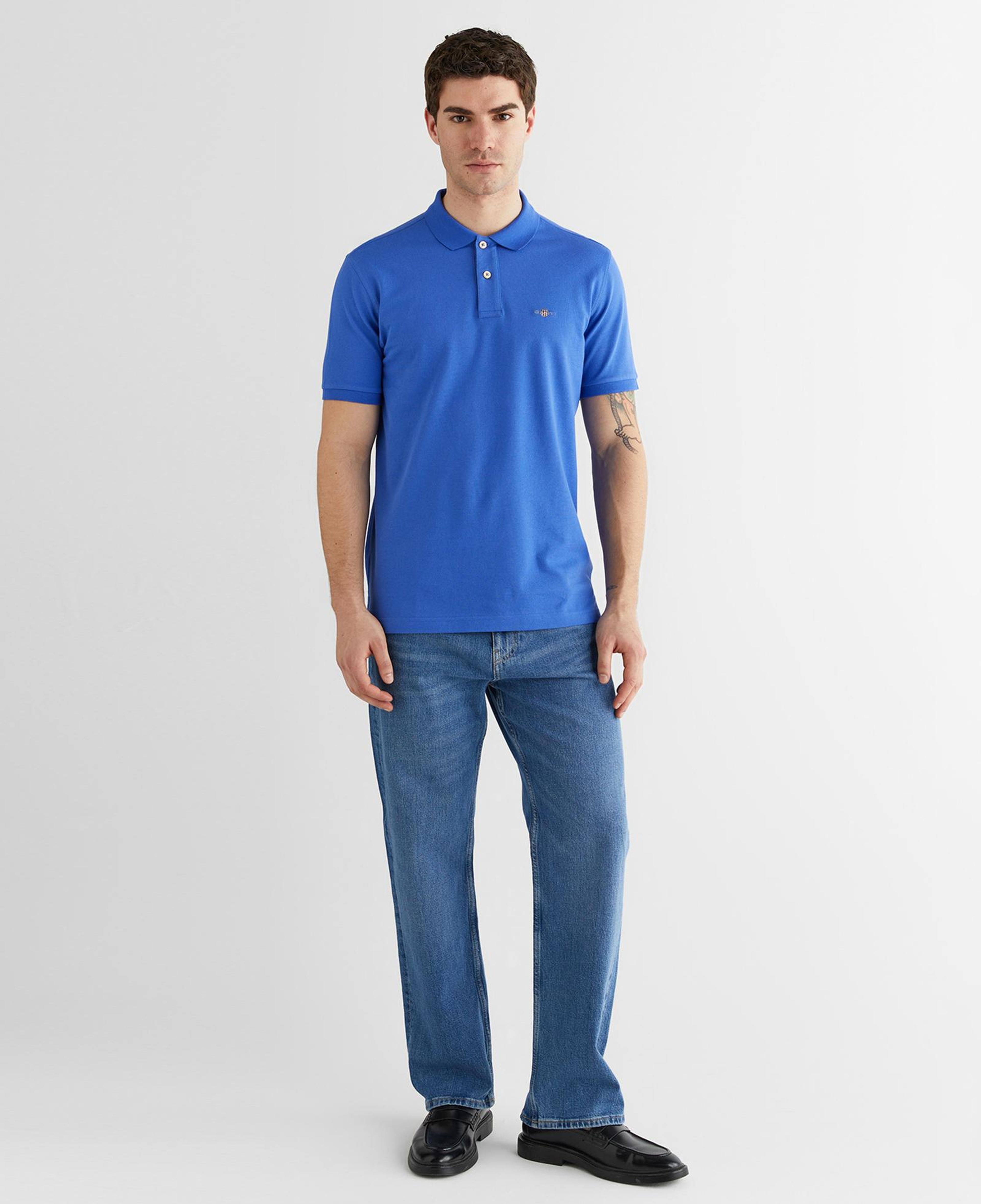 GANT Erkek Mavi Regular Fit Logolu Polo Yaka T-Shirt