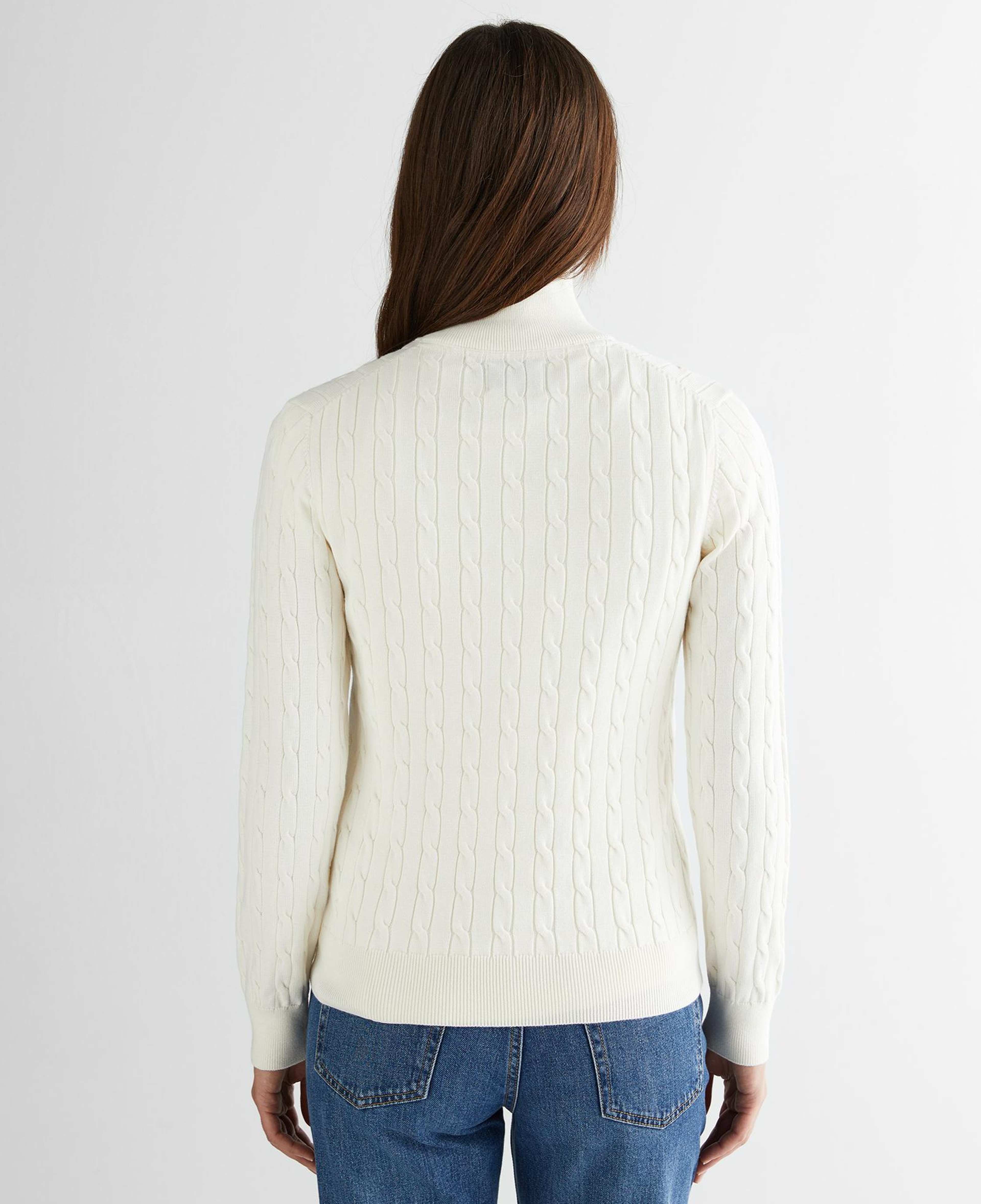 GANT Kadın Beyaz Regular Fit Yarım Fermuarlı Triko