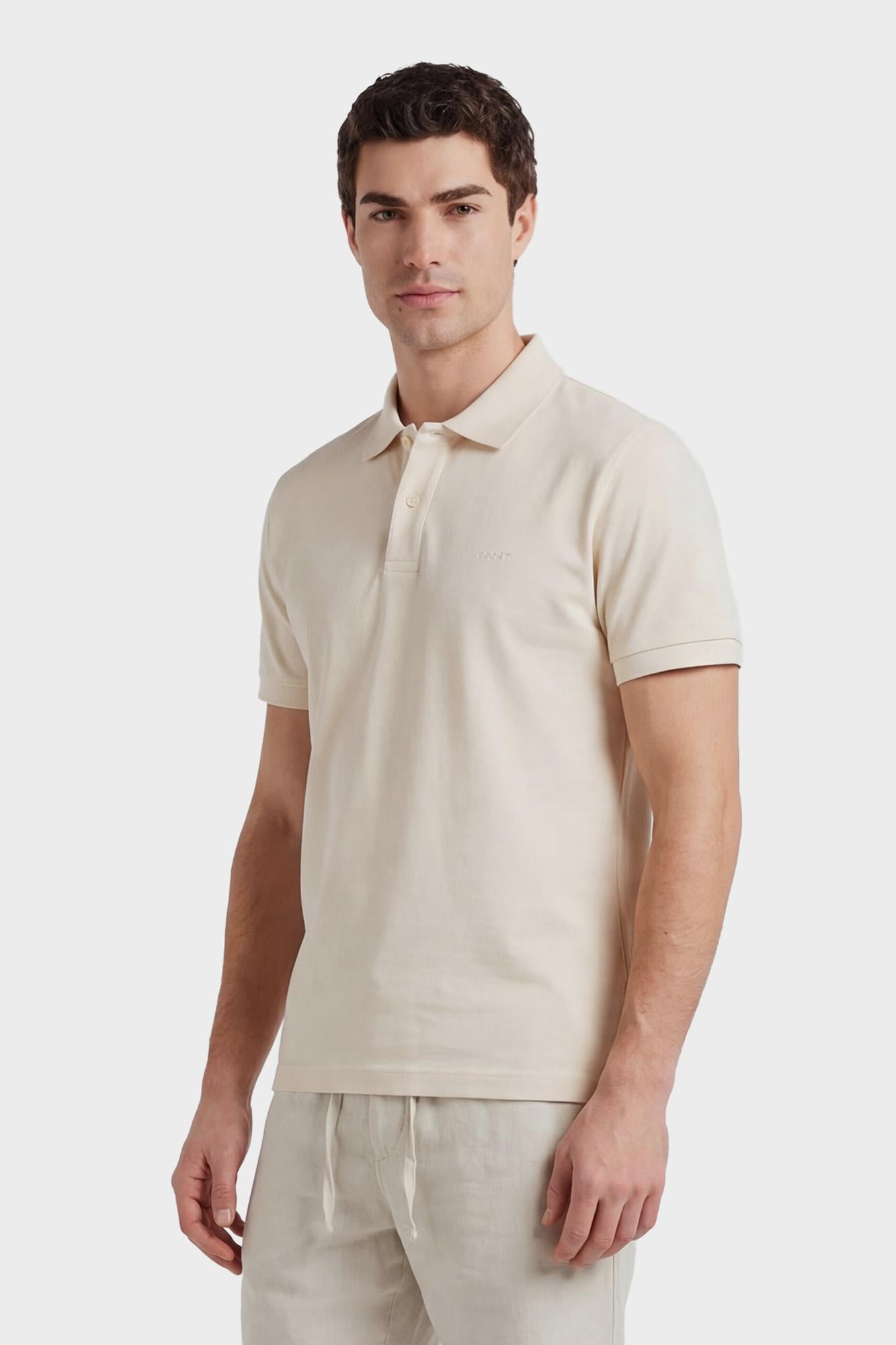 GANT Erkek Krem Regular Fit Polo Yaka T-Shirt