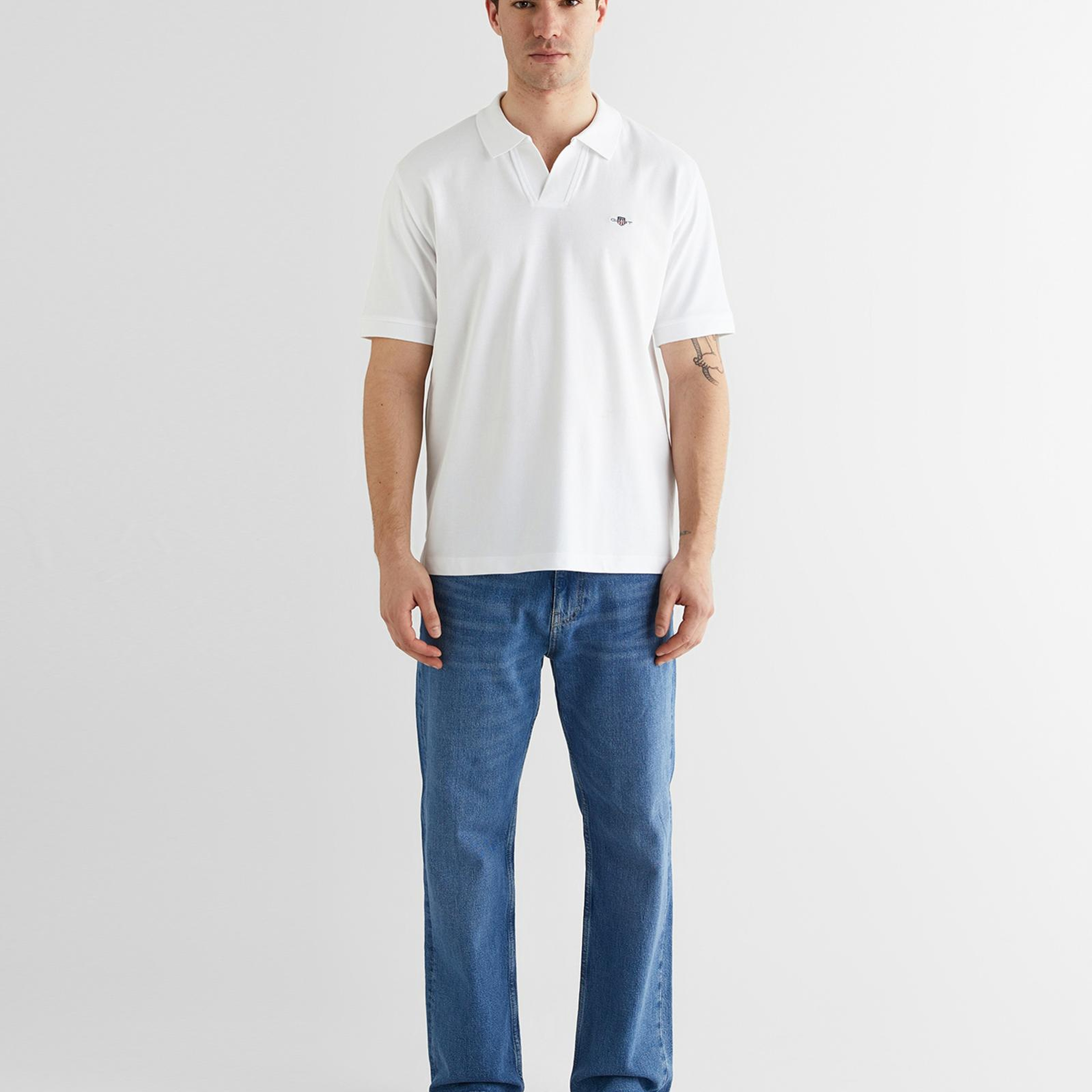 GANT Erkek Beyaz Regular Fit Logolu Polo Yaka T-Shirt