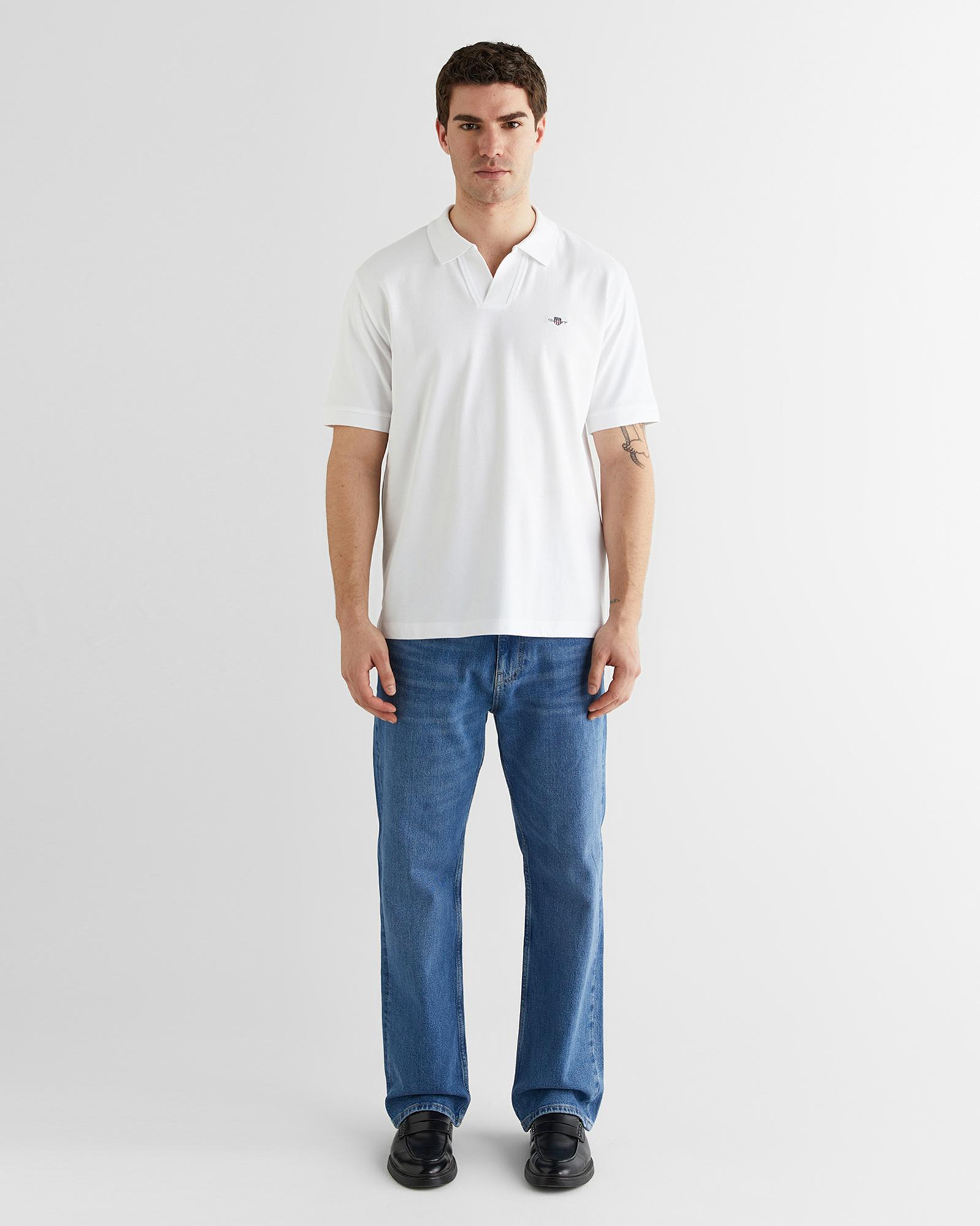GANT Erkek Beyaz Regular Fit Logolu Polo Yaka T-Shirt