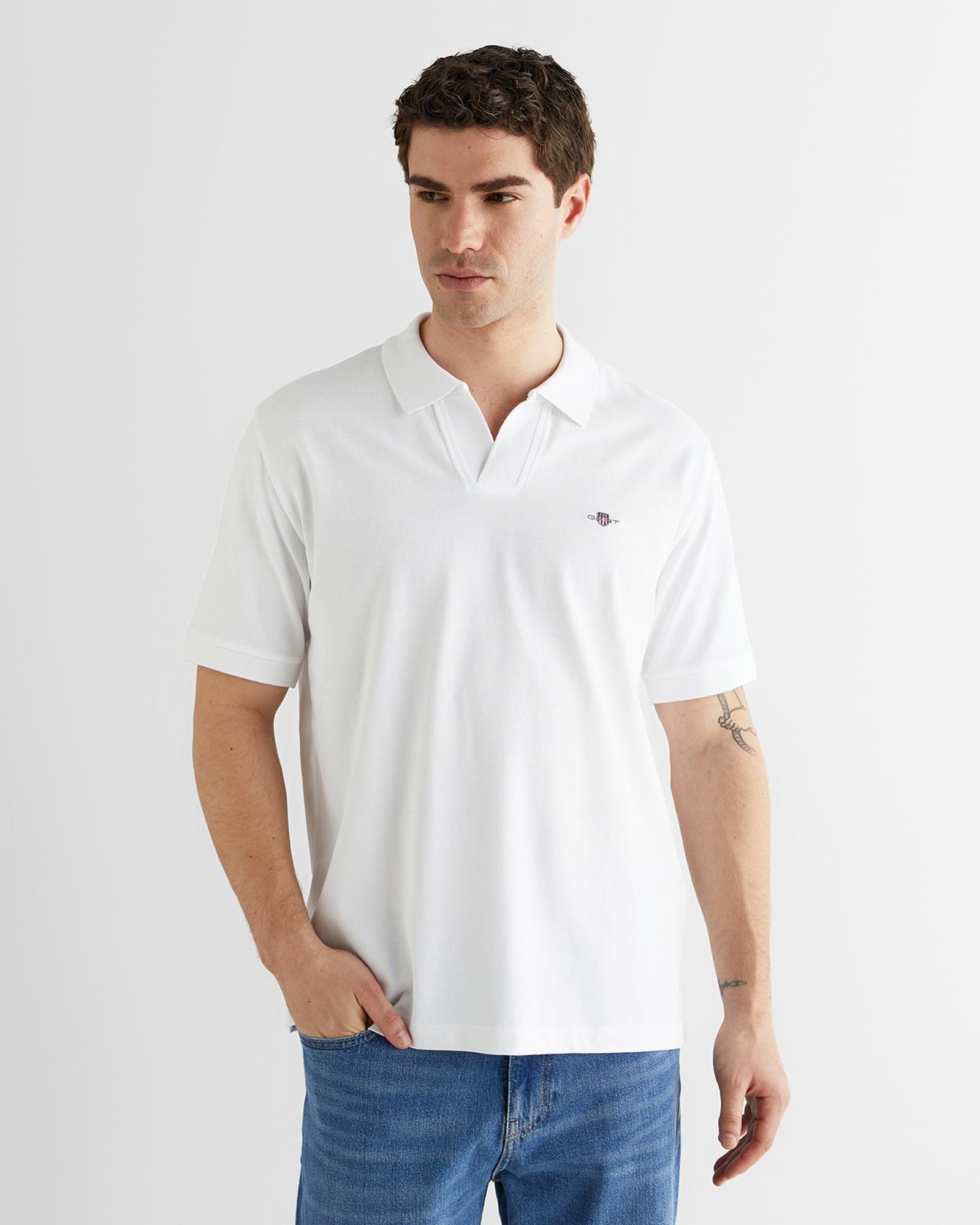 GANT Erkek Beyaz Regular Fit Logolu Polo Yaka T-Shirt