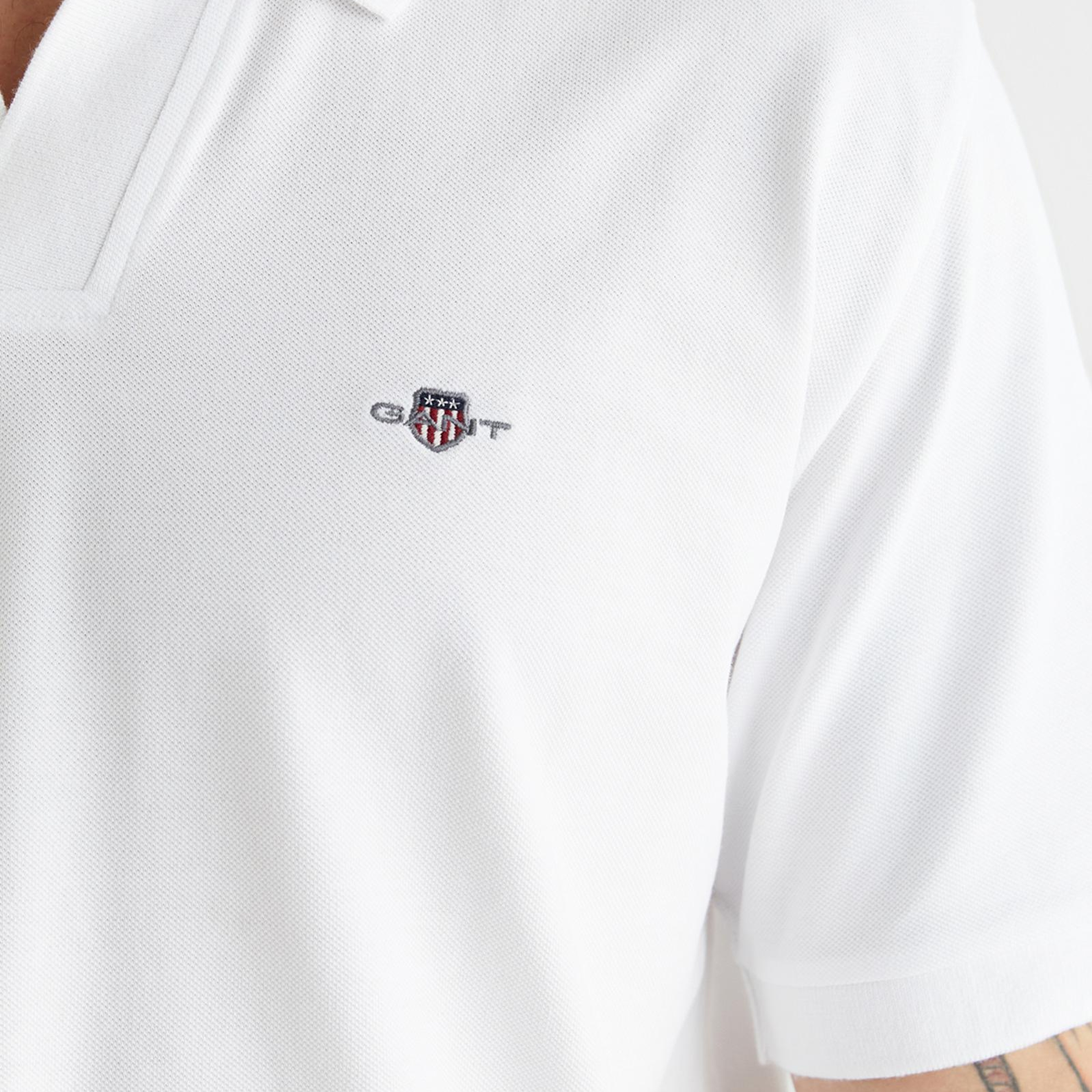 GANT Erkek Beyaz Regular Fit Logolu Polo Yaka T-Shirt
