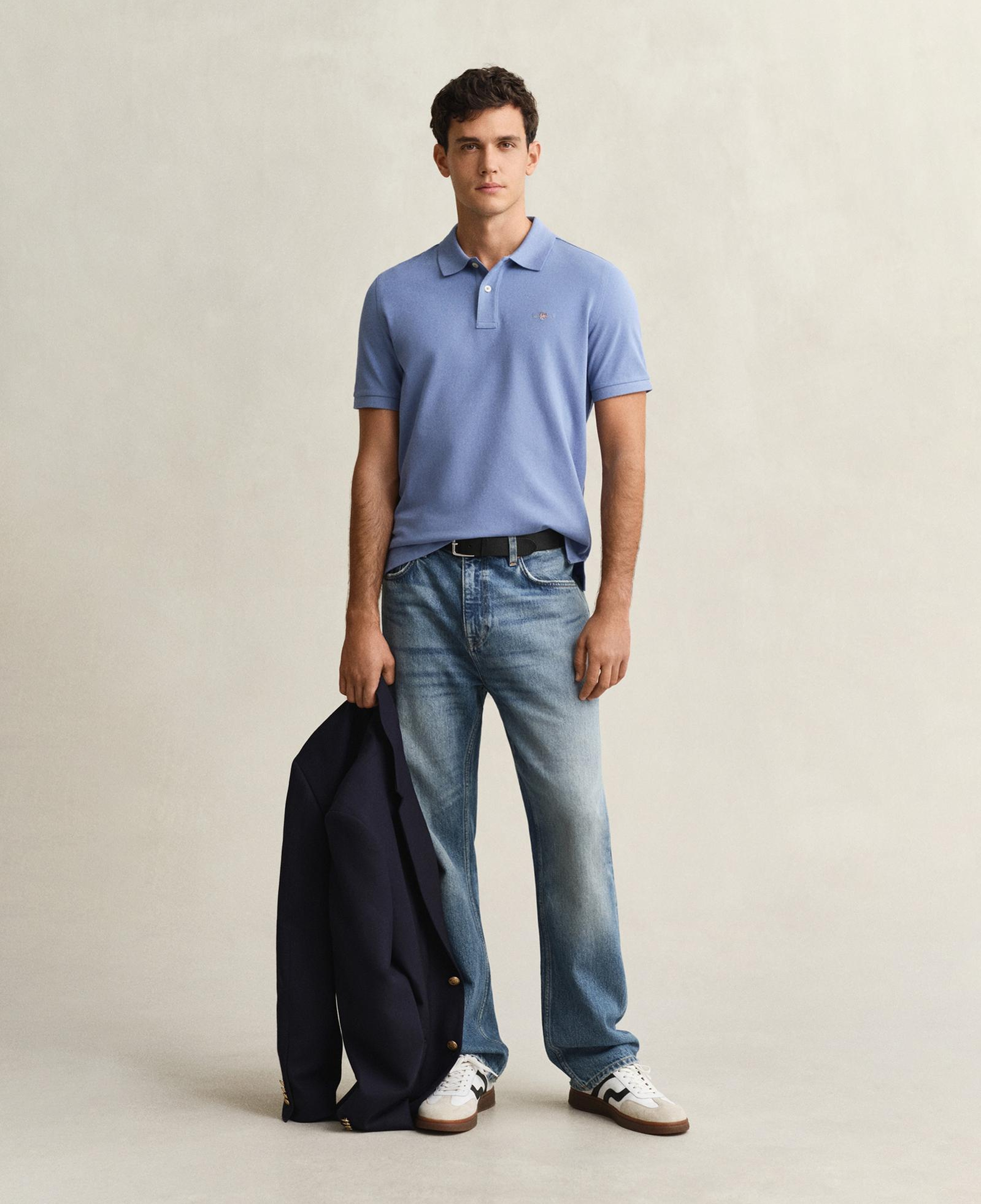 GANT Erkek Mavi Regular Fit Logolu Polo Yaka T-Shirt