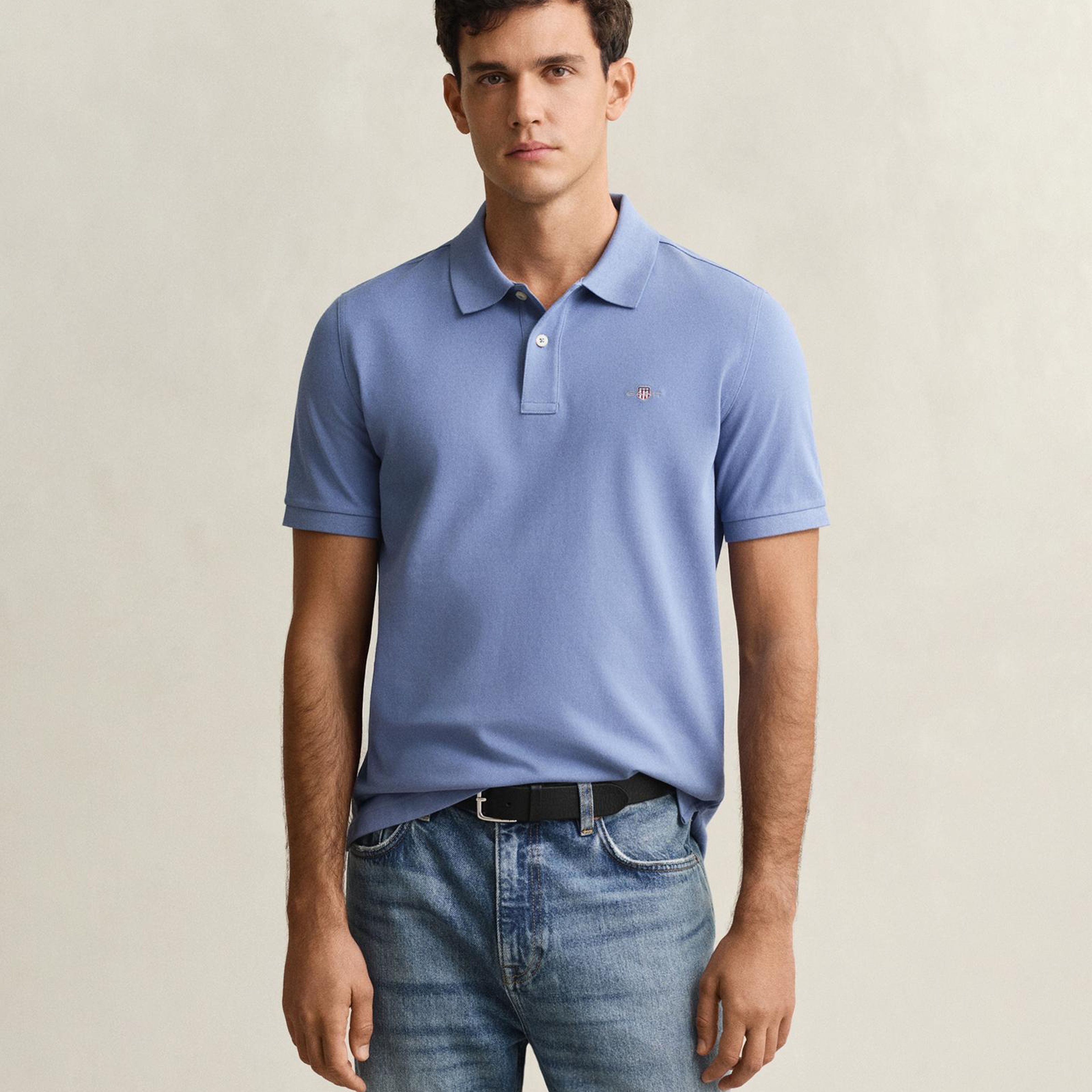 GANT Erkek Mavi Regular Fit Logolu Polo Yaka T-Shirt