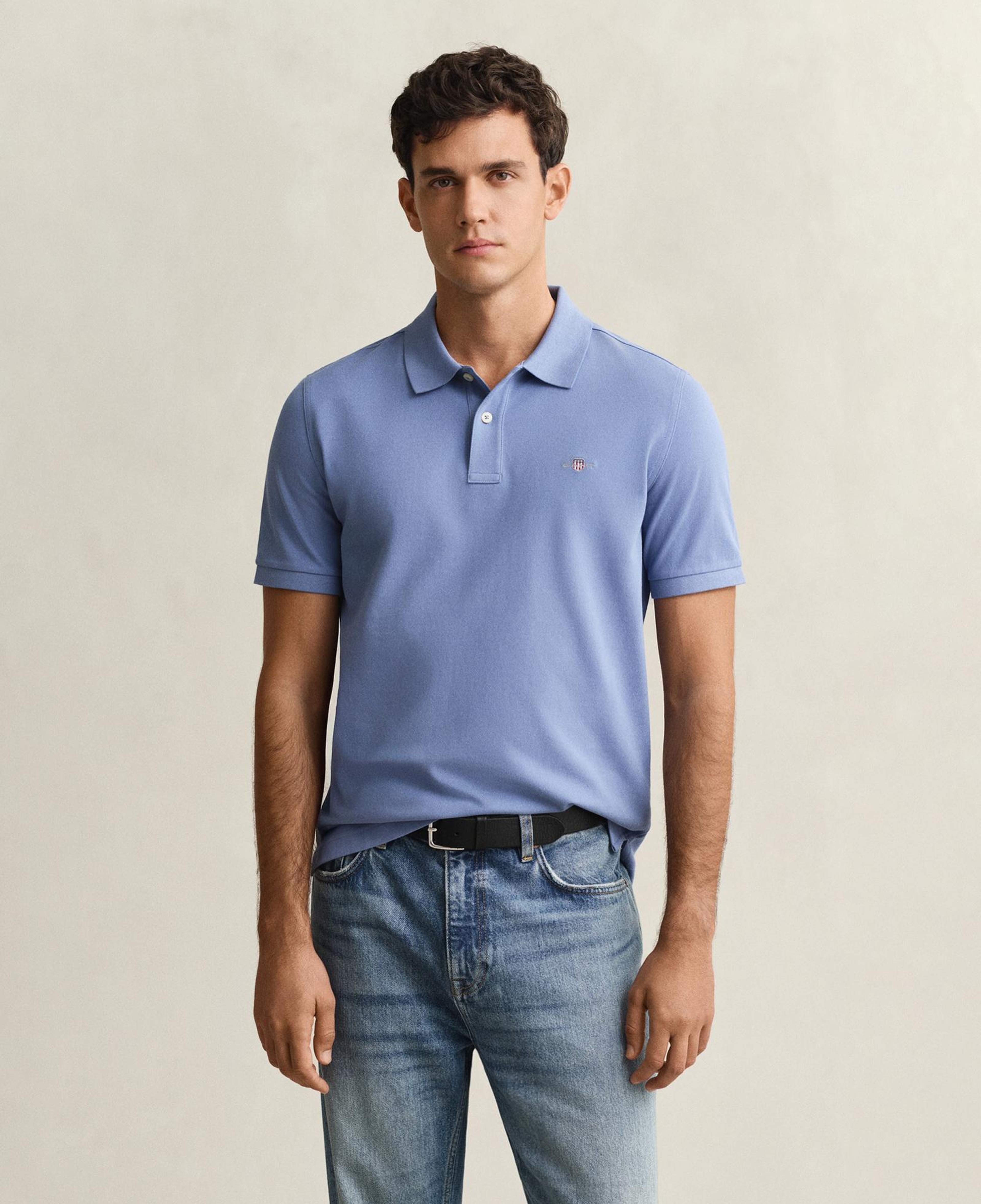 GANT Erkek Mavi Regular Fit Logolu Polo Yaka T-Shirt