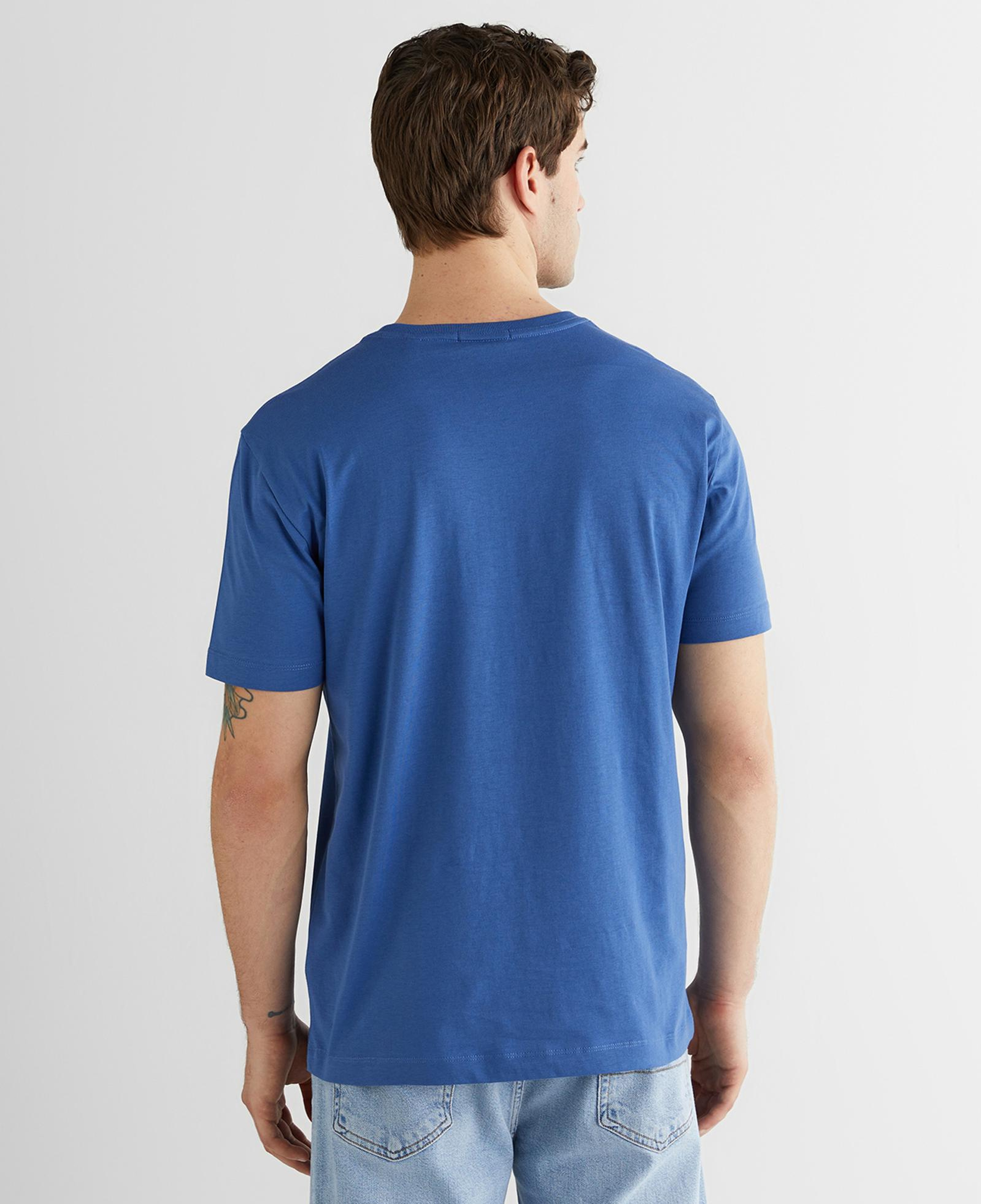 GANT Erkek Mavi Bisiklet Yaka Regular Fit Logolu T-Shirt