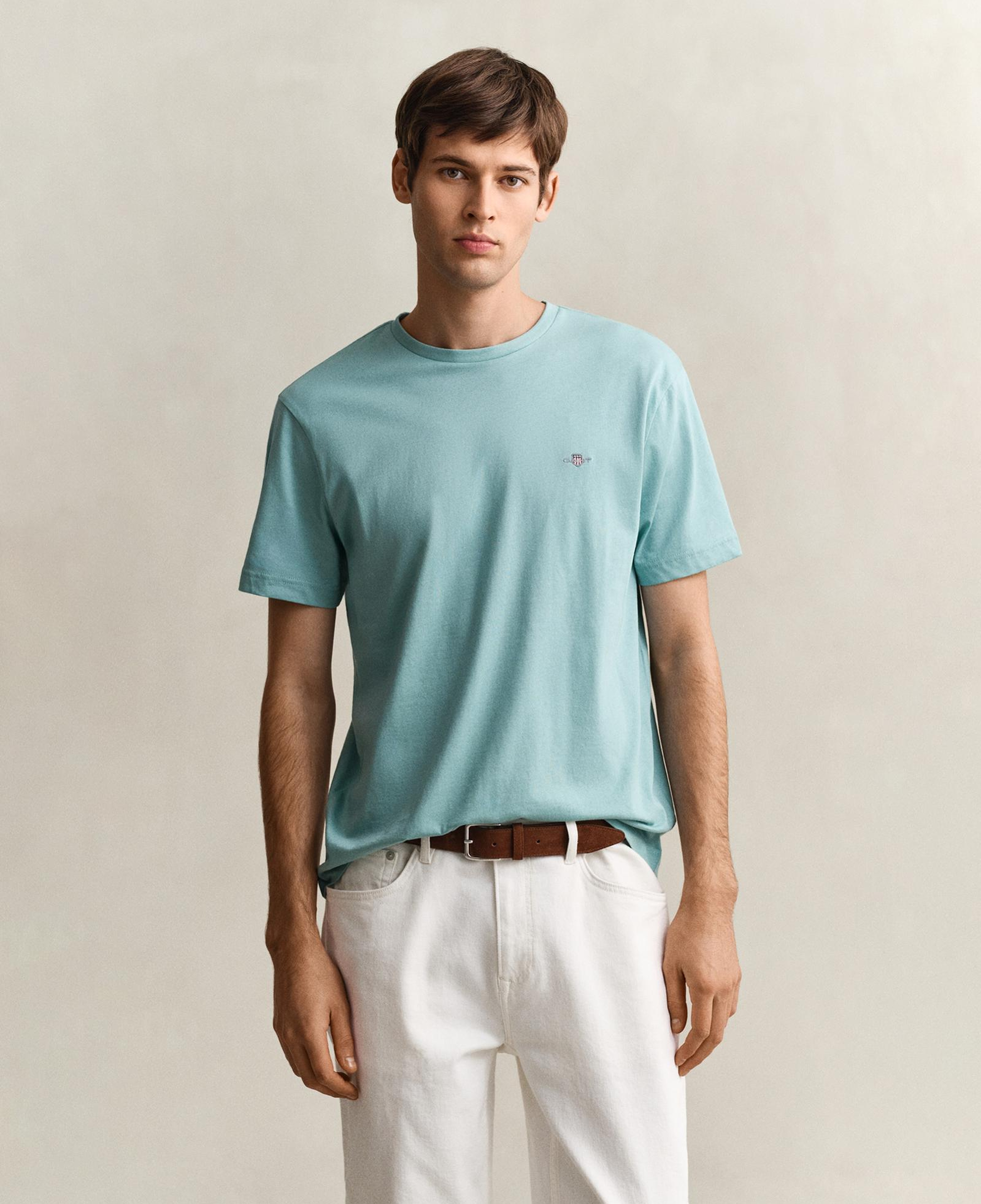 GANT Erkek Mavi Bisiklet Yaka Regular Fit Logolu T-Shirt