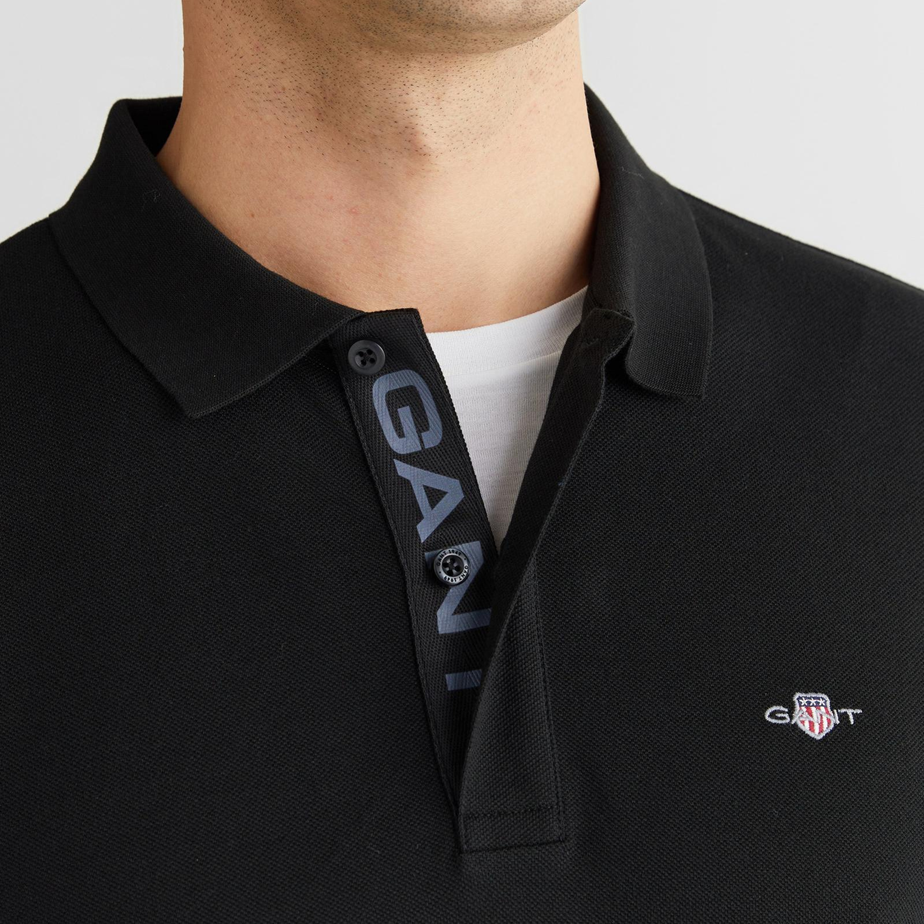 GANT Erkek Siyah Regular Fit Polo Yaka Polo