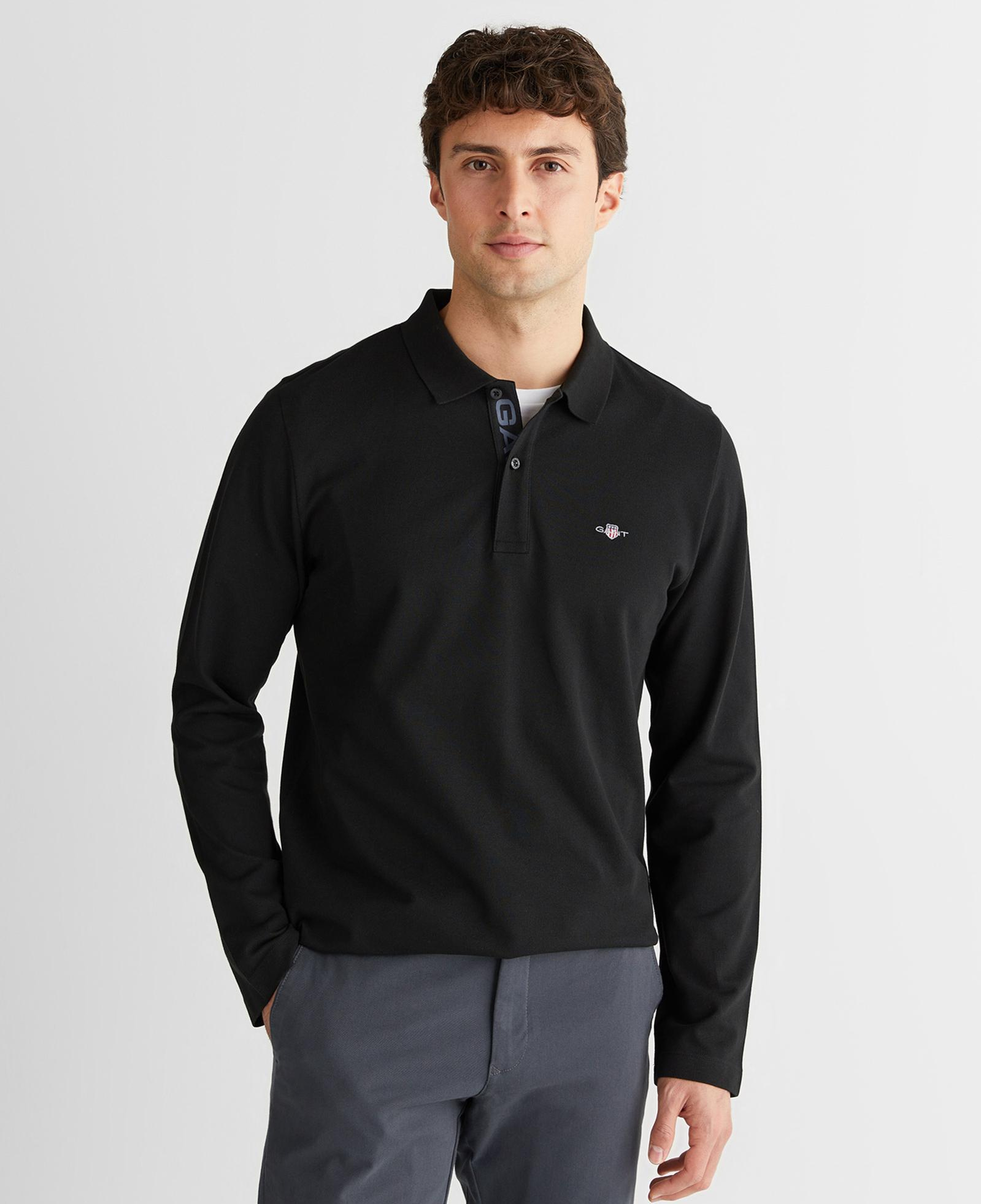 GANT Erkek Siyah Regular Fit Polo Yaka Polo
