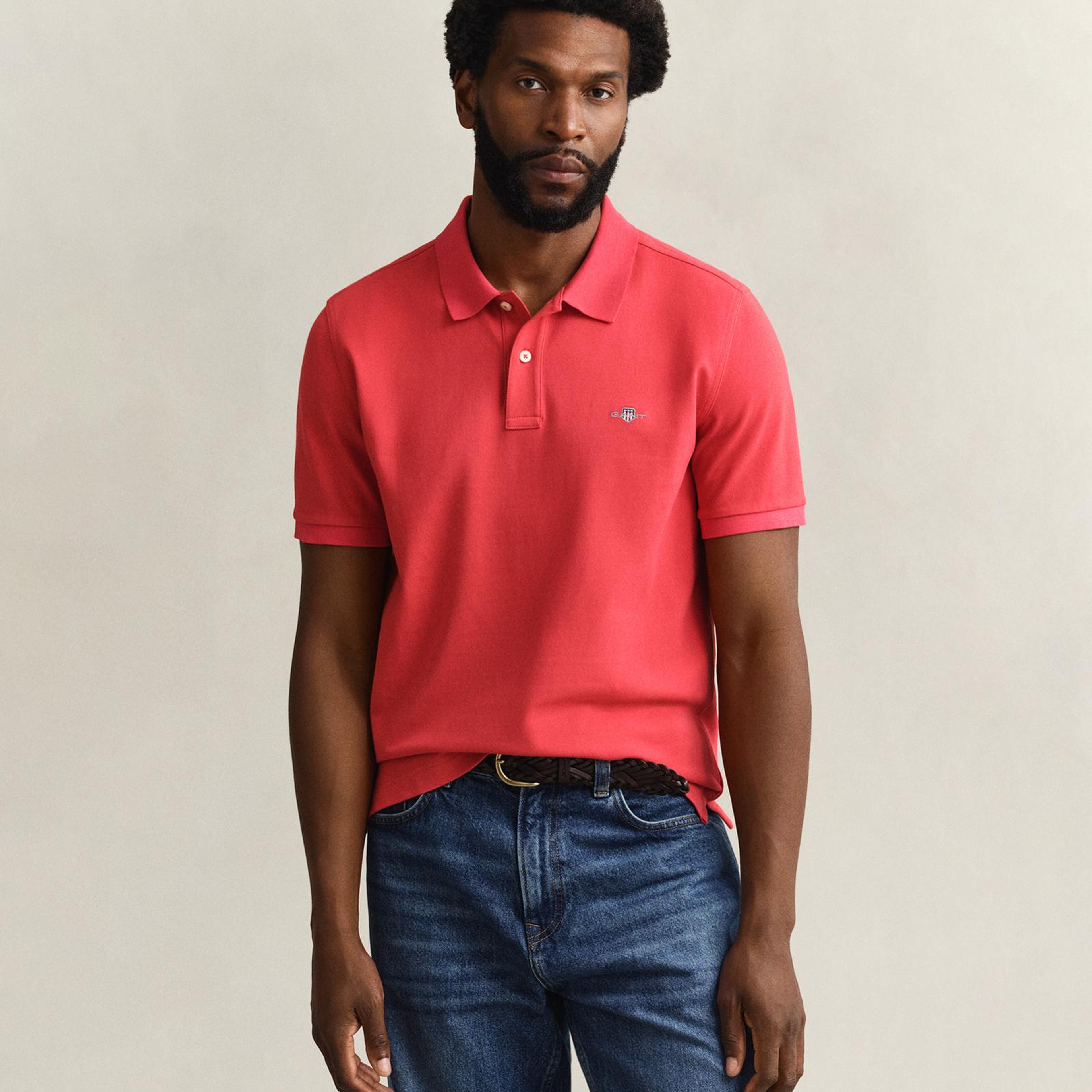 GANT Erkek Kırmızı Regular Fit Logolu Polo Yaka T-Shirt