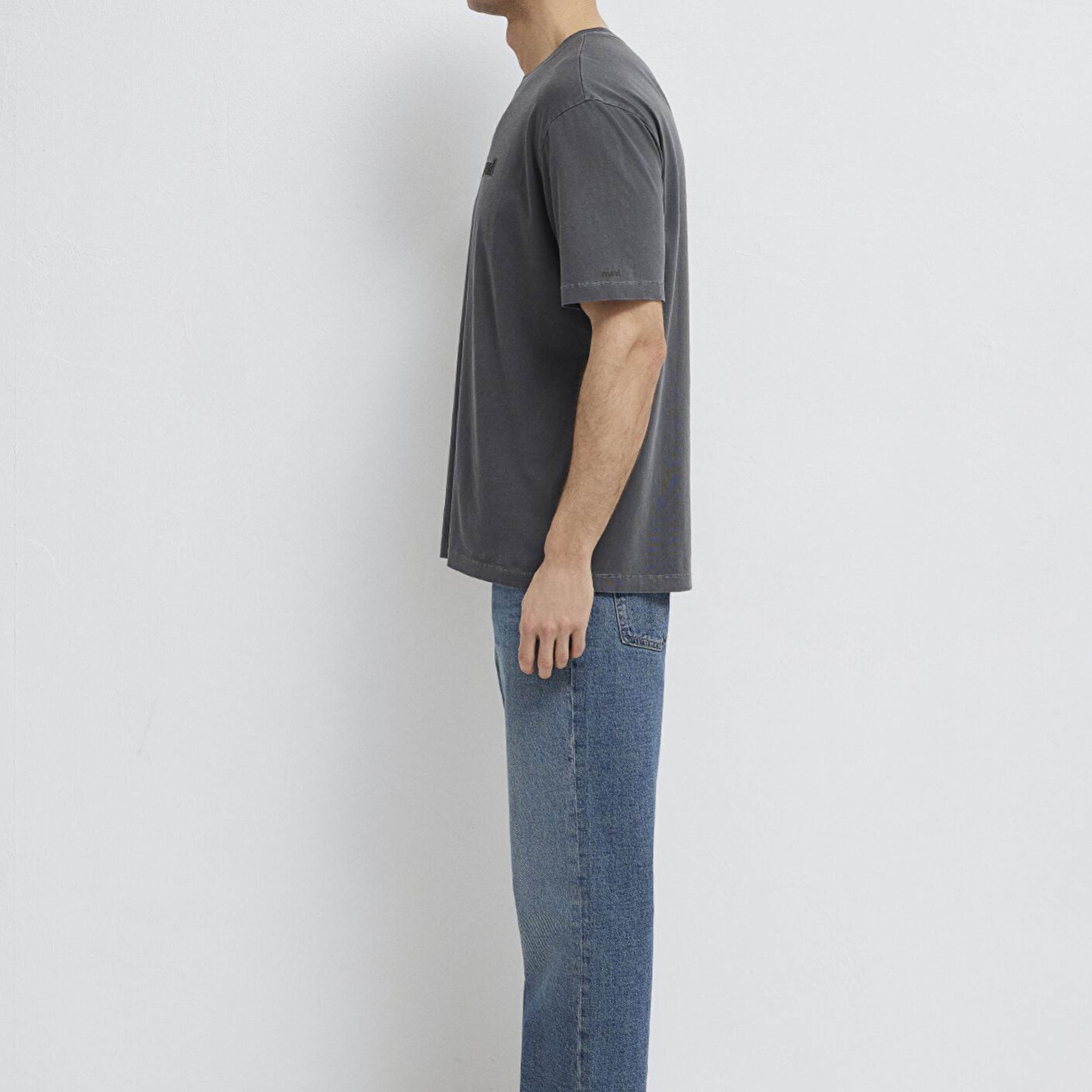 Mavi İstanbul Baskılı Antrasit Tişört Loose Fit / Bol Rahat Kesim 0613594-80106