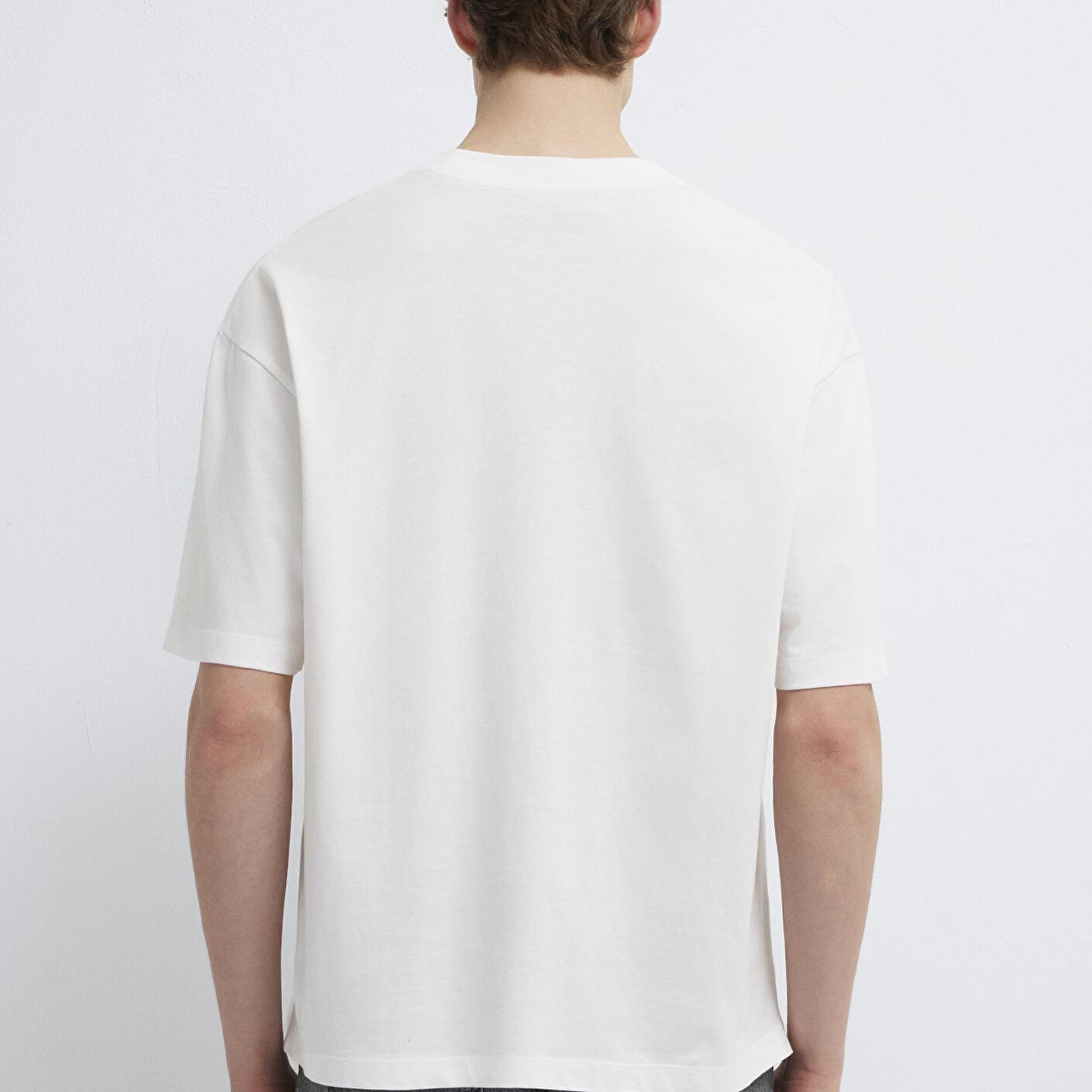 Mavi İstanbul Baskılı Ekru Tişört Oversize / Geniş Kesim 0613591-70057