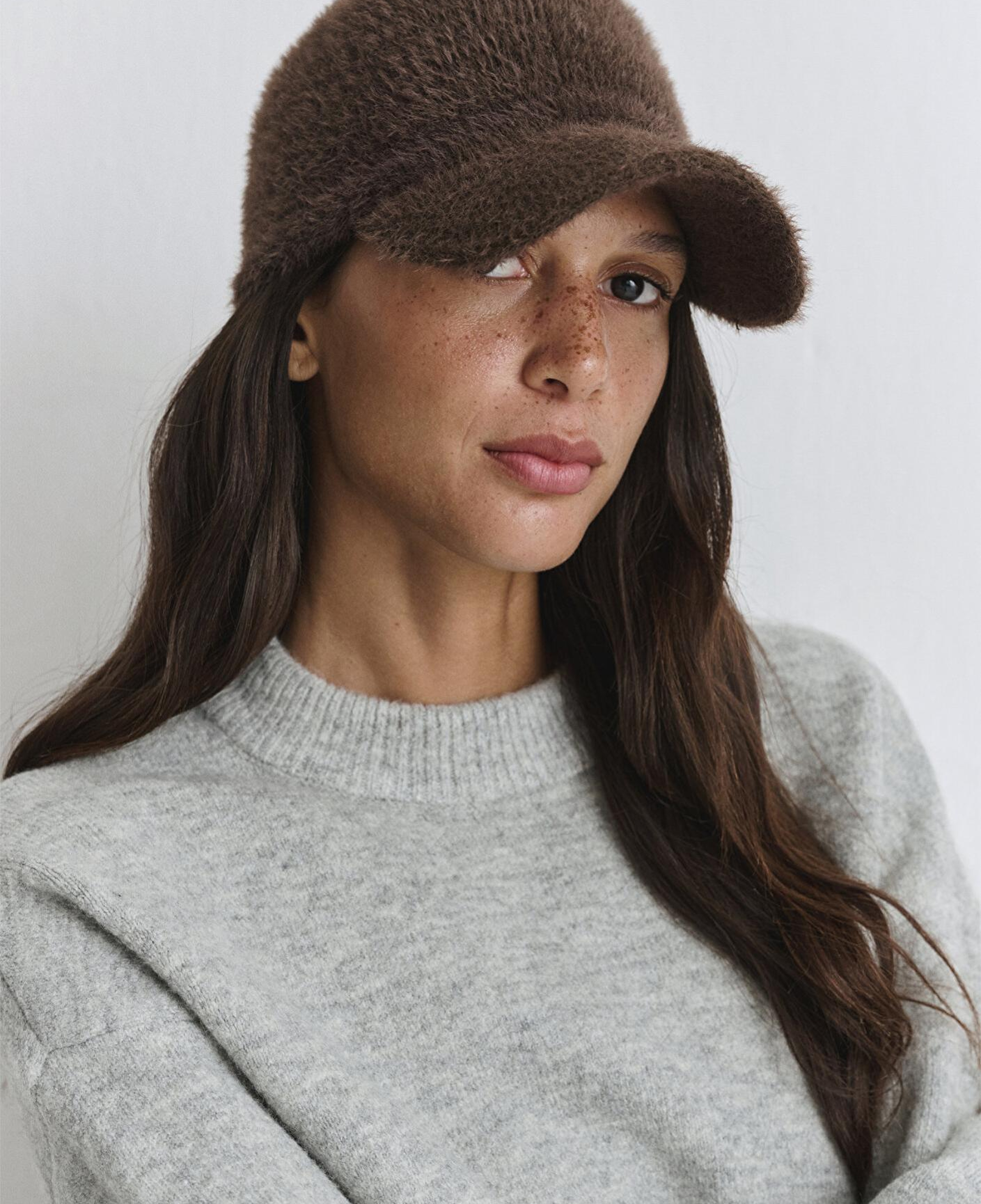 Mavi Peluş Kahverengi Şapka 1914003-29871