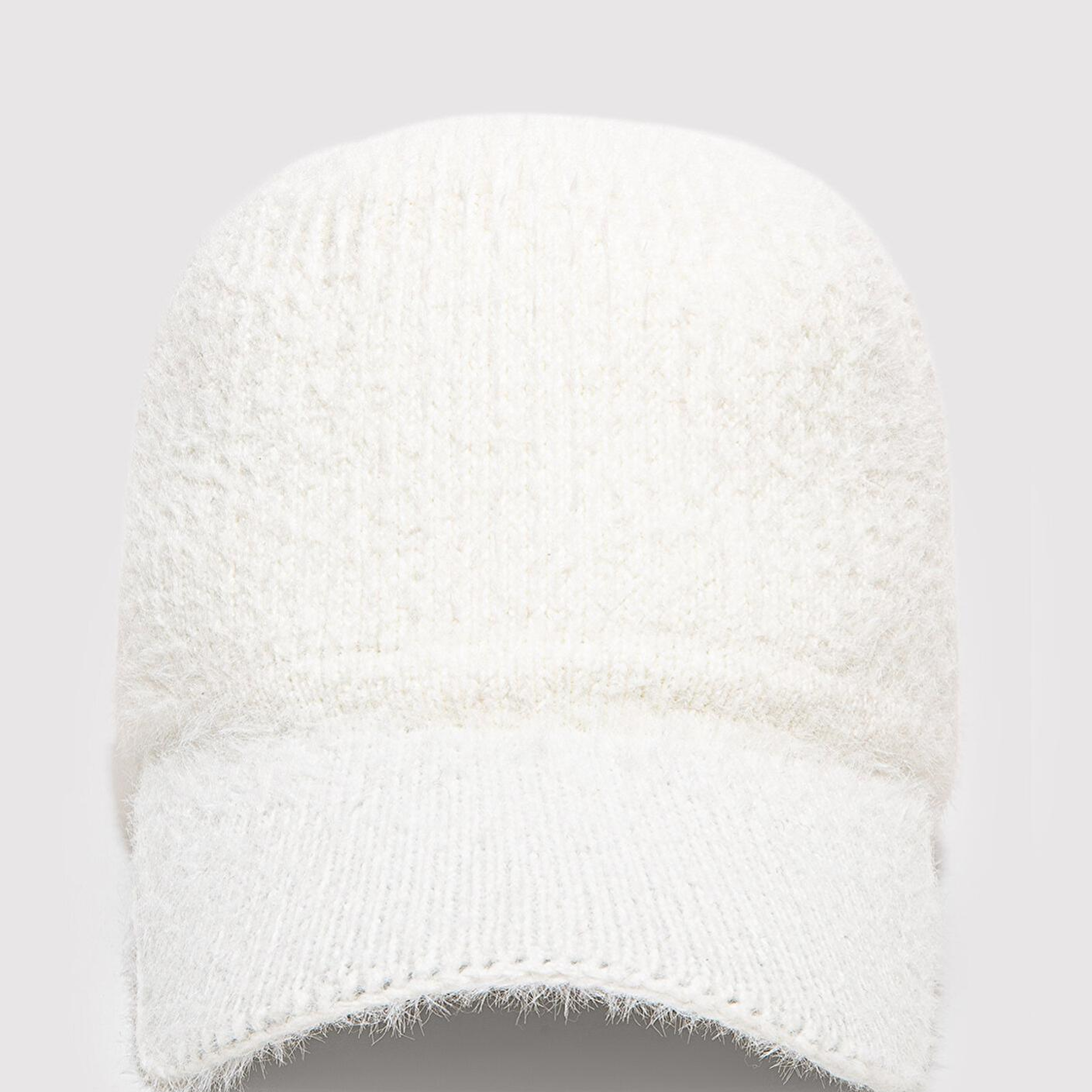 Mavi Peluş Ekru Şapka 1914003-70048