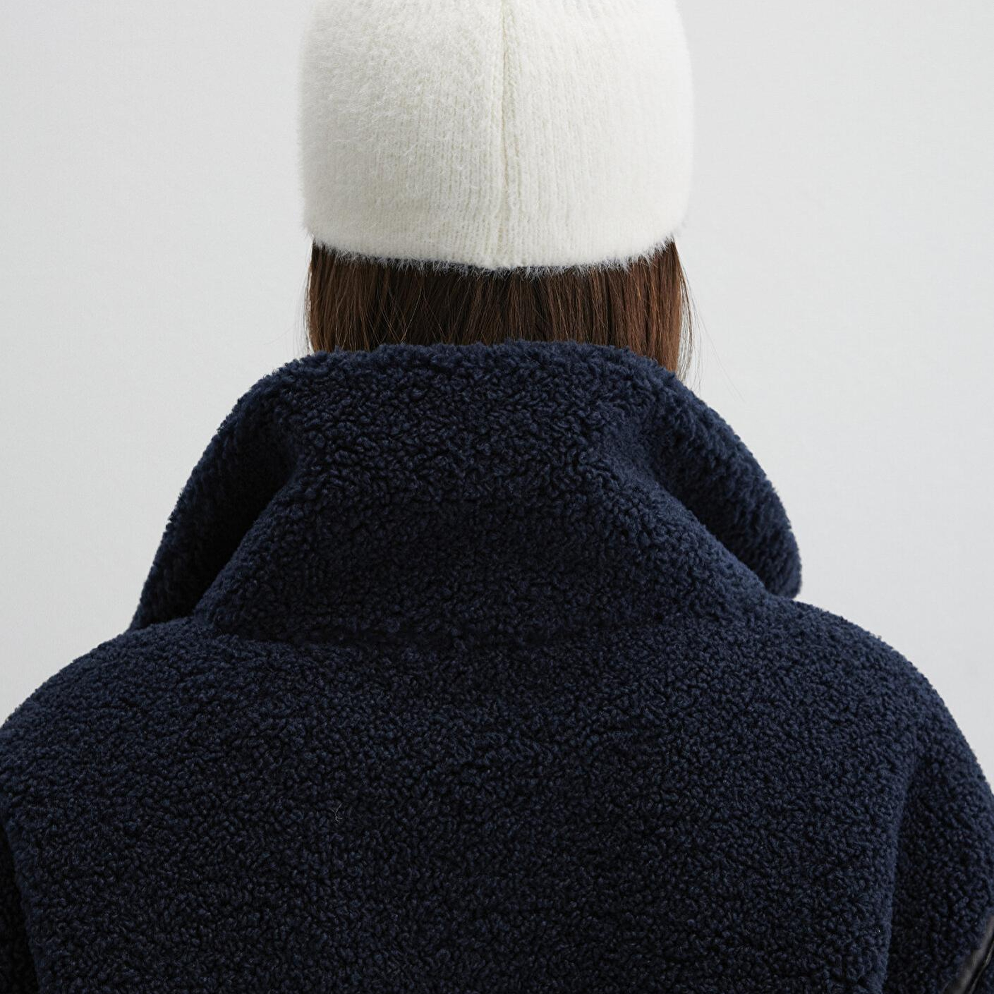 Mavi Peluş Ekru Şapka 1914003-70048