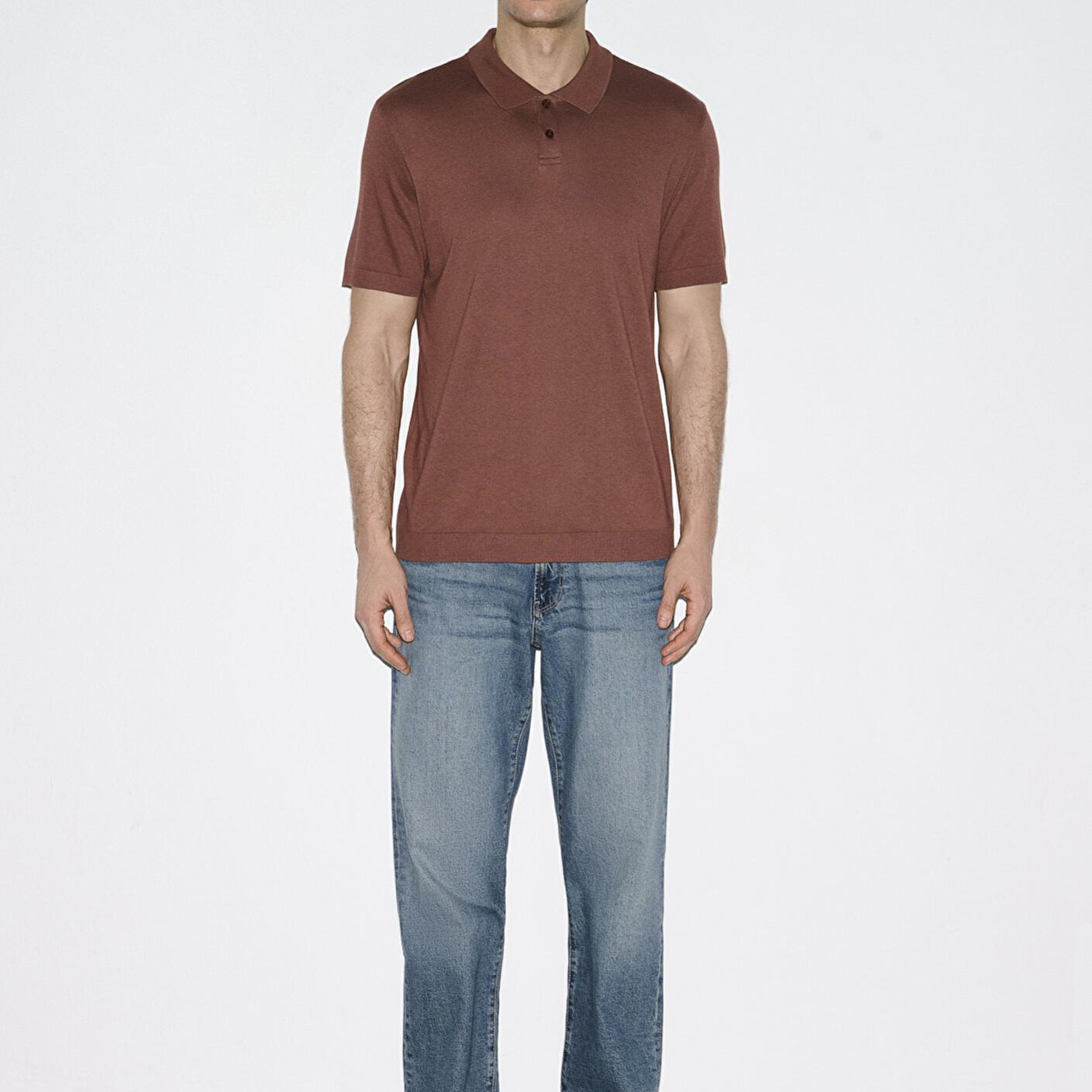 Mavi Kahverengi (TENCEL™) Modal Karışımlı Polo Tişört Regular Fit / Normal Kesim 0613163-70250