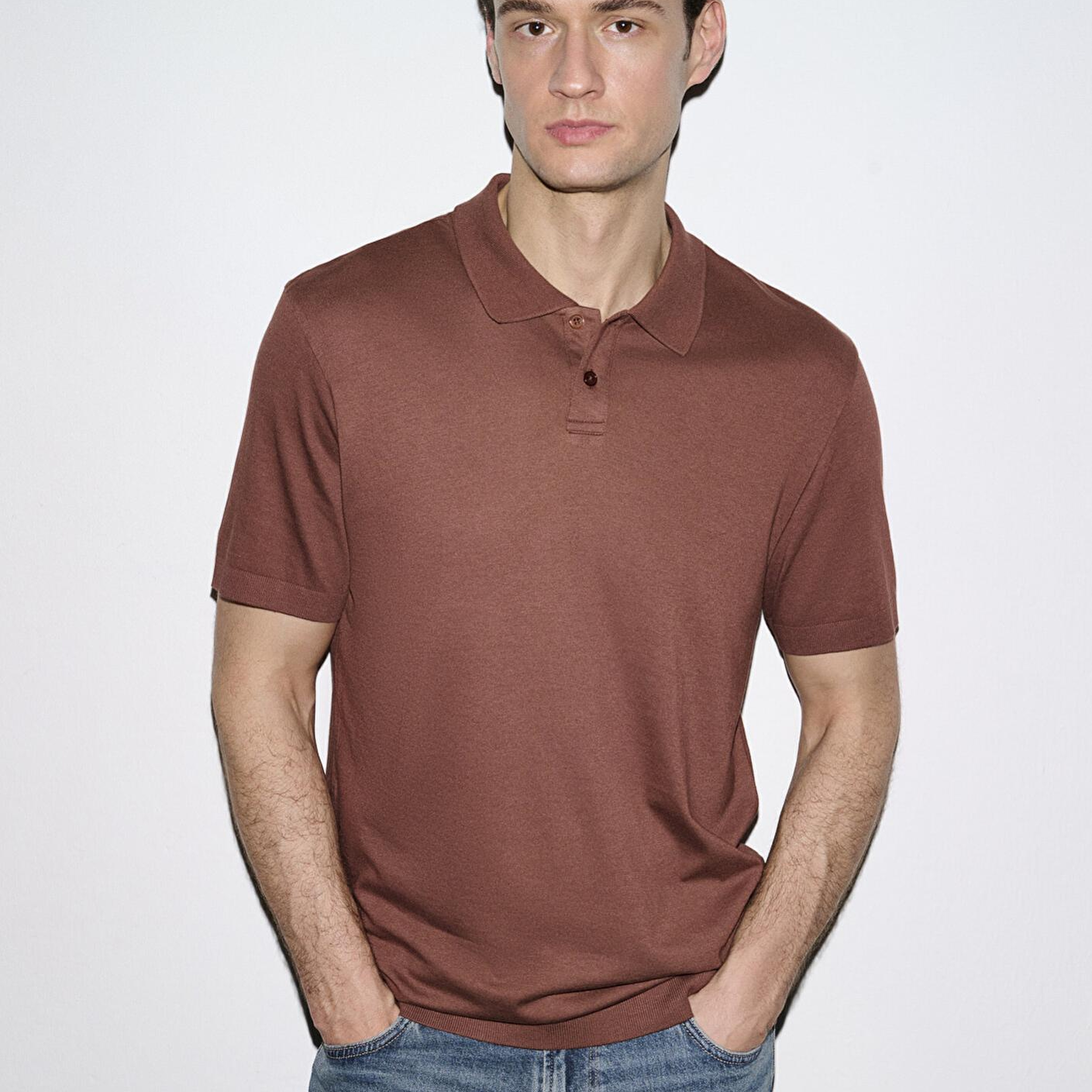 Mavi Kahverengi (TENCEL™) Modal Karışımlı Polo Tişört Regular Fit / Normal Kesim 0613163-70250
