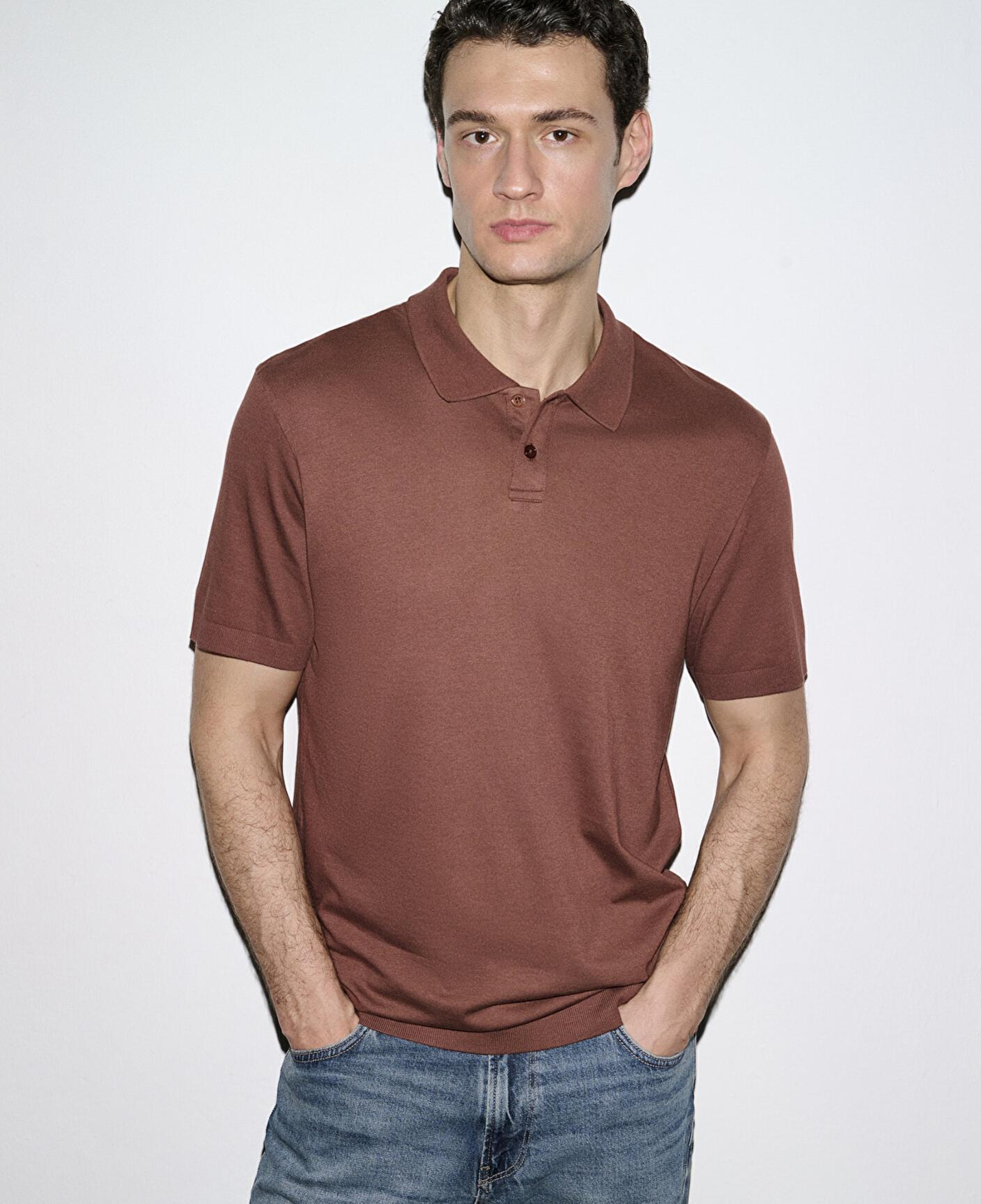 Mavi Kahverengi (TENCEL™) Modal Karışımlı Polo Tişört Regular Fit / Normal Kesim 0613163-70250