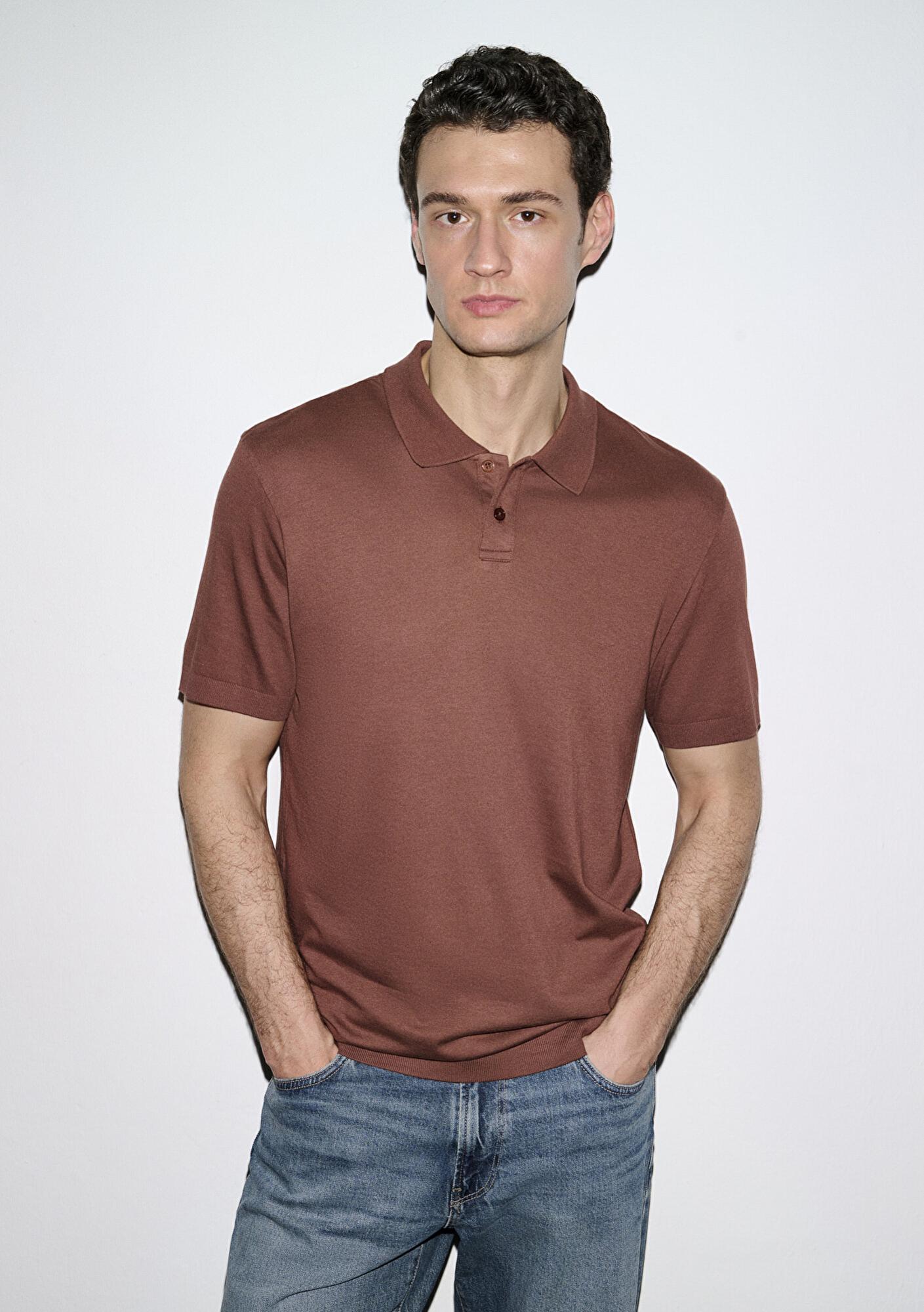 Mavi Kahverengi (TENCEL™) Modal Karışımlı Polo Tişört Regular Fit / Normal Kesim 0613163-70250