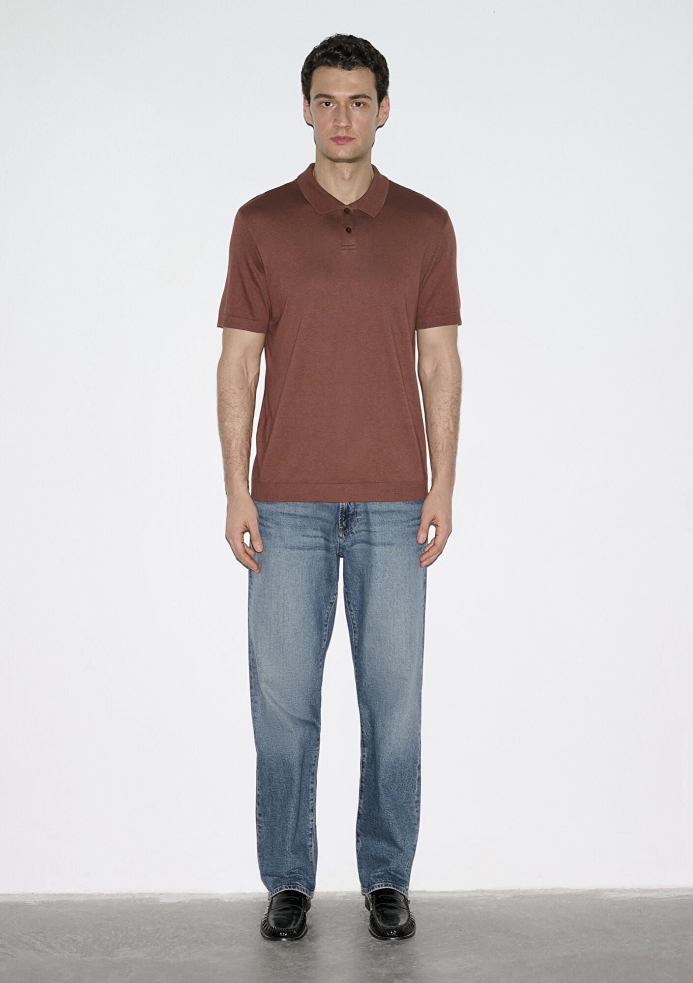 Mavi Kahverengi (TENCEL™) Modal Karışımlı Polo Tişört Regular Fit / Normal Kesim 0613163-70250