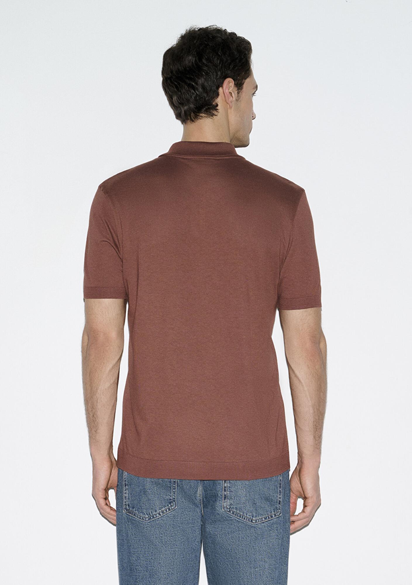 Mavi Kahverengi (TENCEL™) Modal Karışımlı Polo Tişört Regular Fit / Normal Kesim 0613163-70250