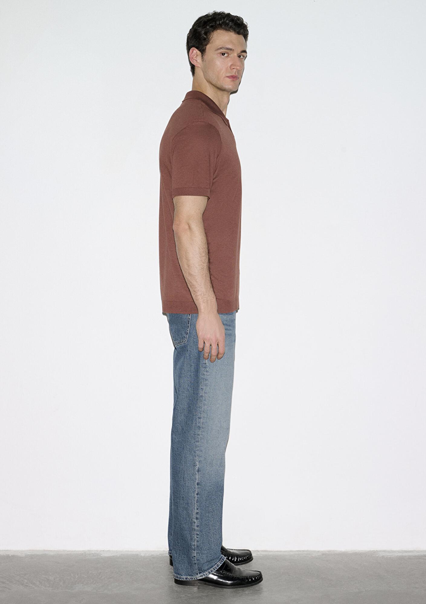 Mavi Kahverengi (TENCEL™) Modal Karışımlı Polo Tişört Regular Fit / Normal Kesim 0613163-70250