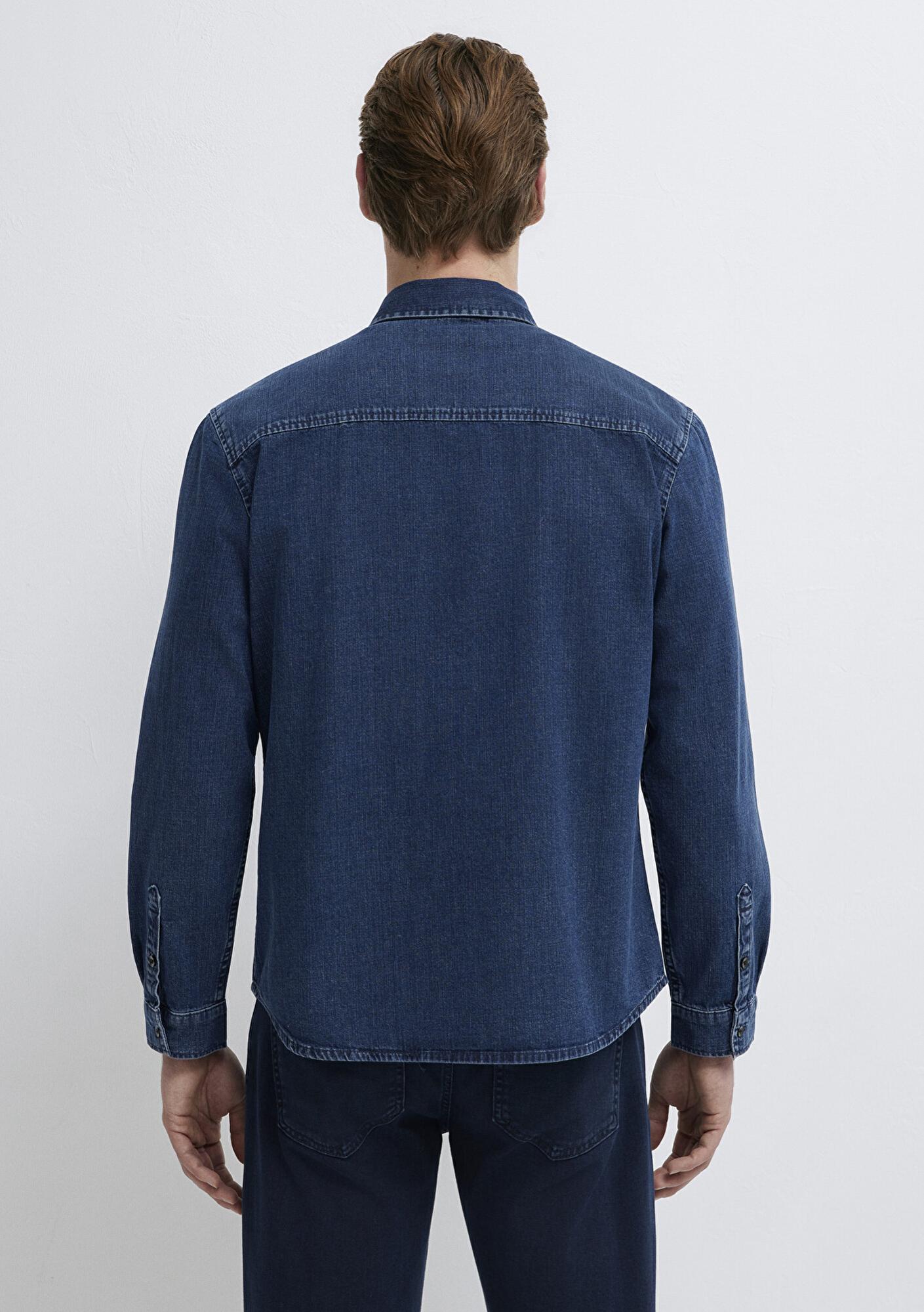 Mavi Eric Mavi Edition Puslu İndigo Mavisi Jean Gömlek Regular Fit / Normal Kesim 0211504-91348