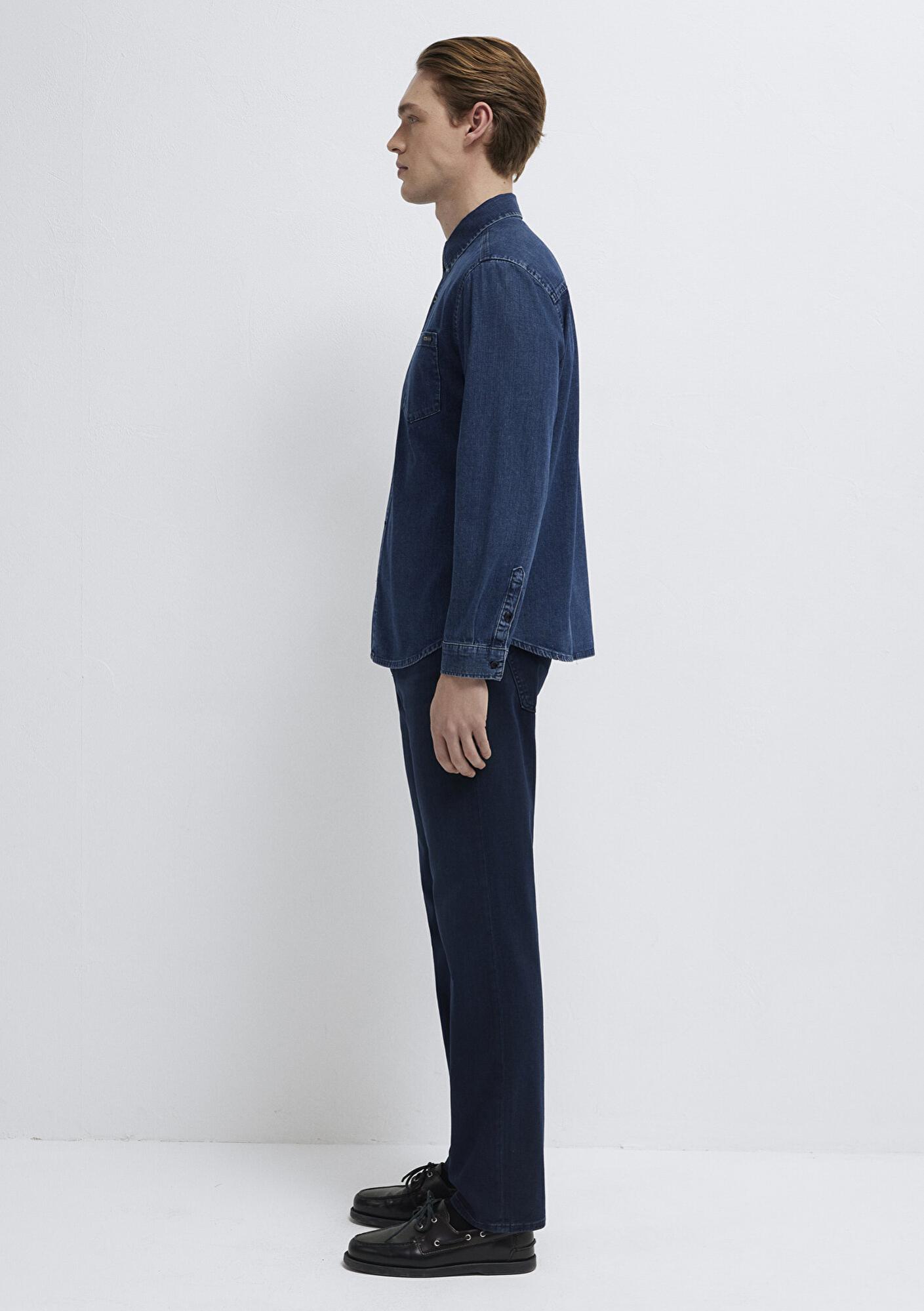 Mavi Eric Mavi Edition Puslu İndigo Mavisi Jean Gömlek Regular Fit / Normal Kesim 0211504-91348