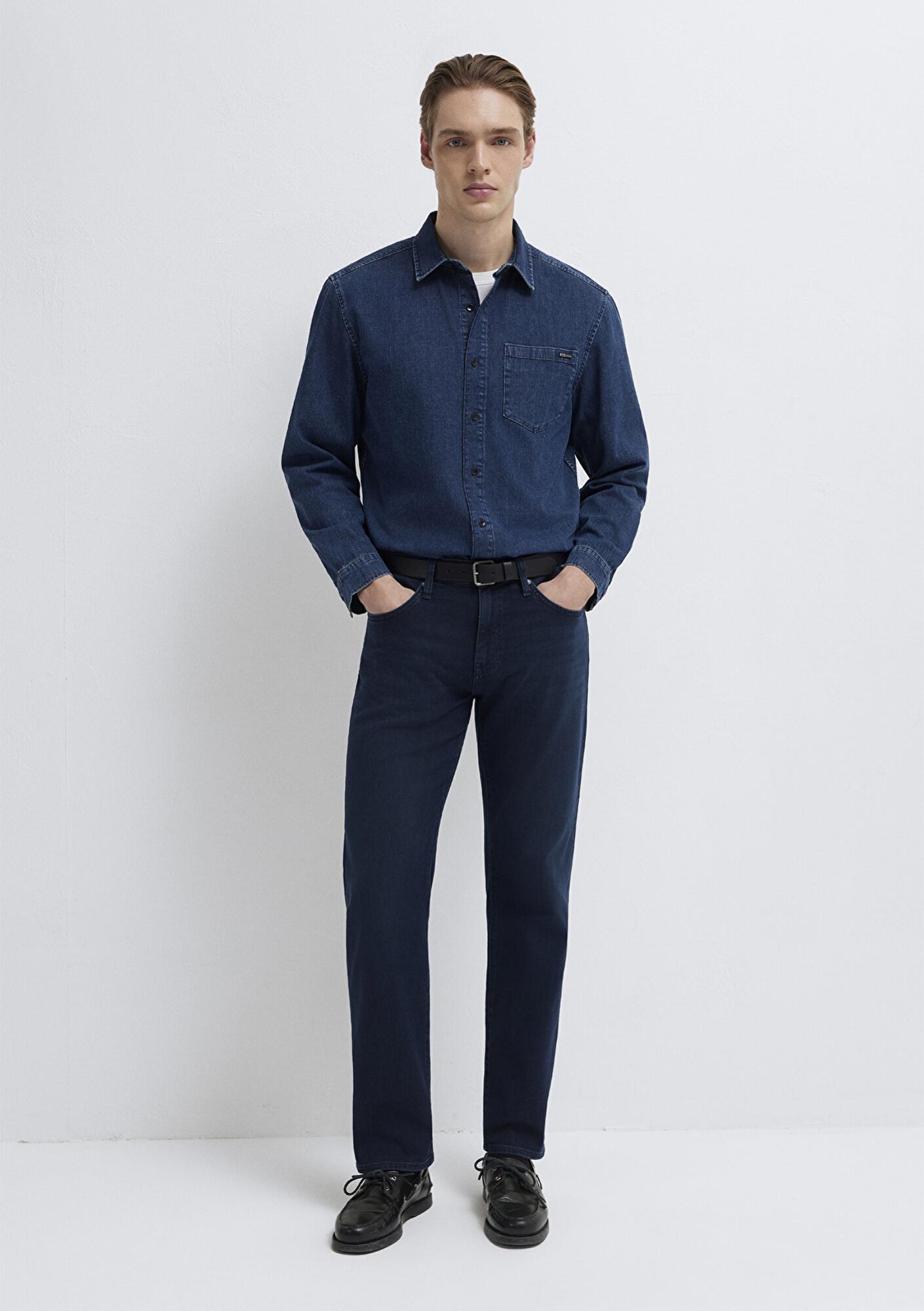 Mavi Eric Mavi Edition Puslu İndigo Mavisi Jean Gömlek Regular Fit / Normal Kesim 0211504-91348