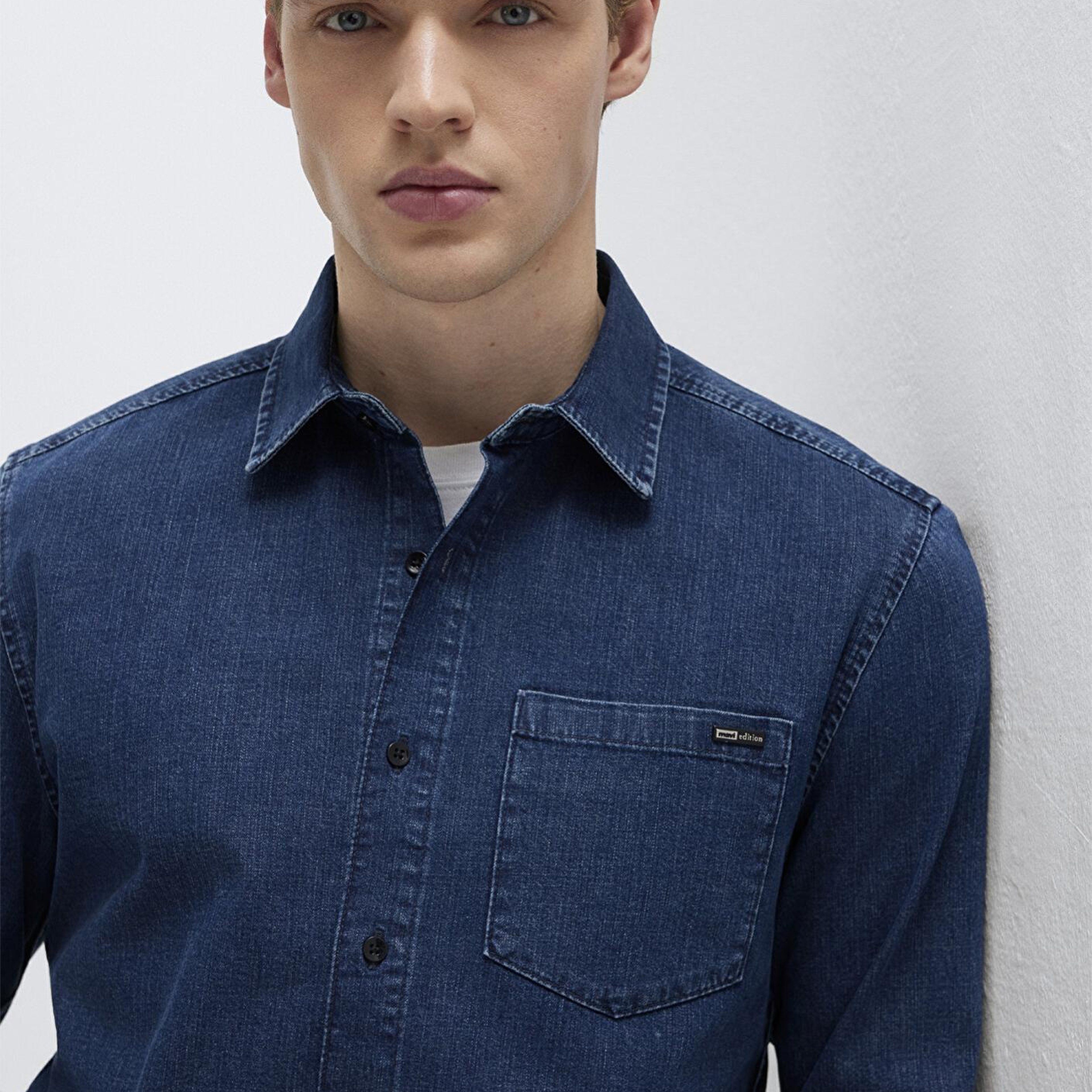 Mavi Eric Mavi Edition Puslu İndigo Mavisi Jean Gömlek Regular Fit / Normal Kesim 0211504-91348