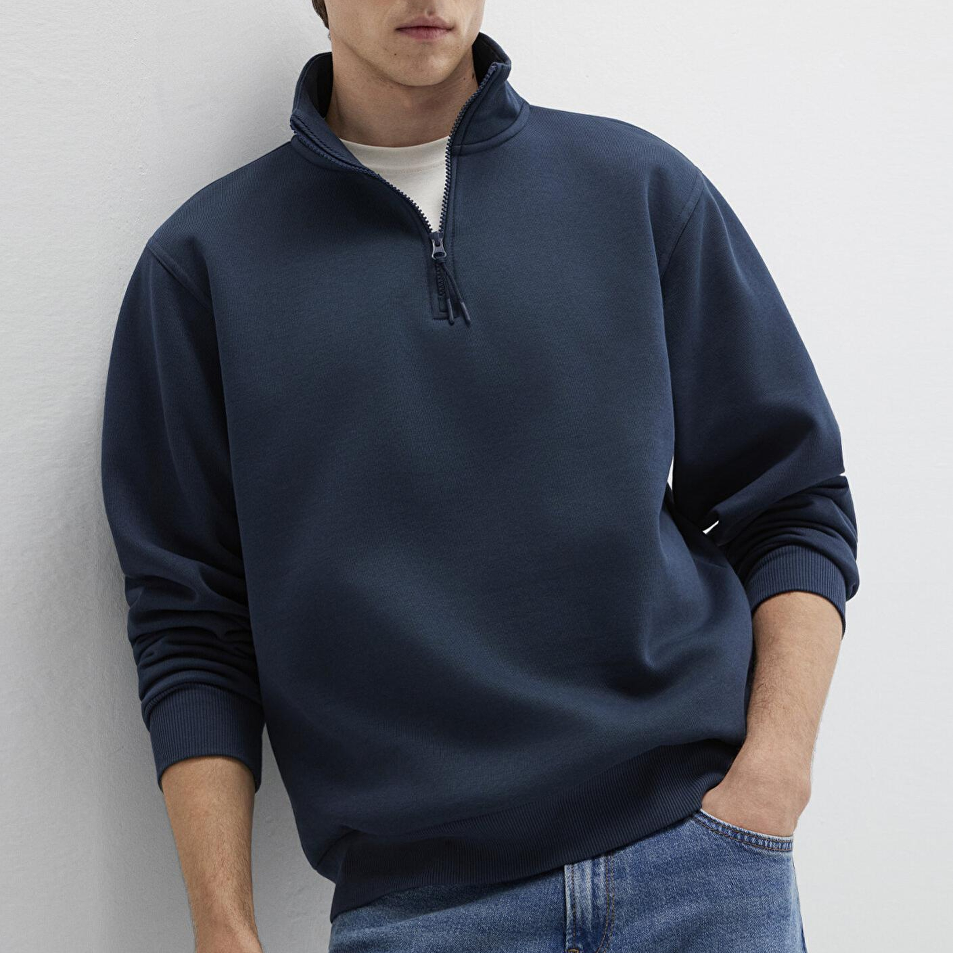 Mavi Yarı Fermuarlı Lacivert Basic Sweatshirt 0S10278-70490