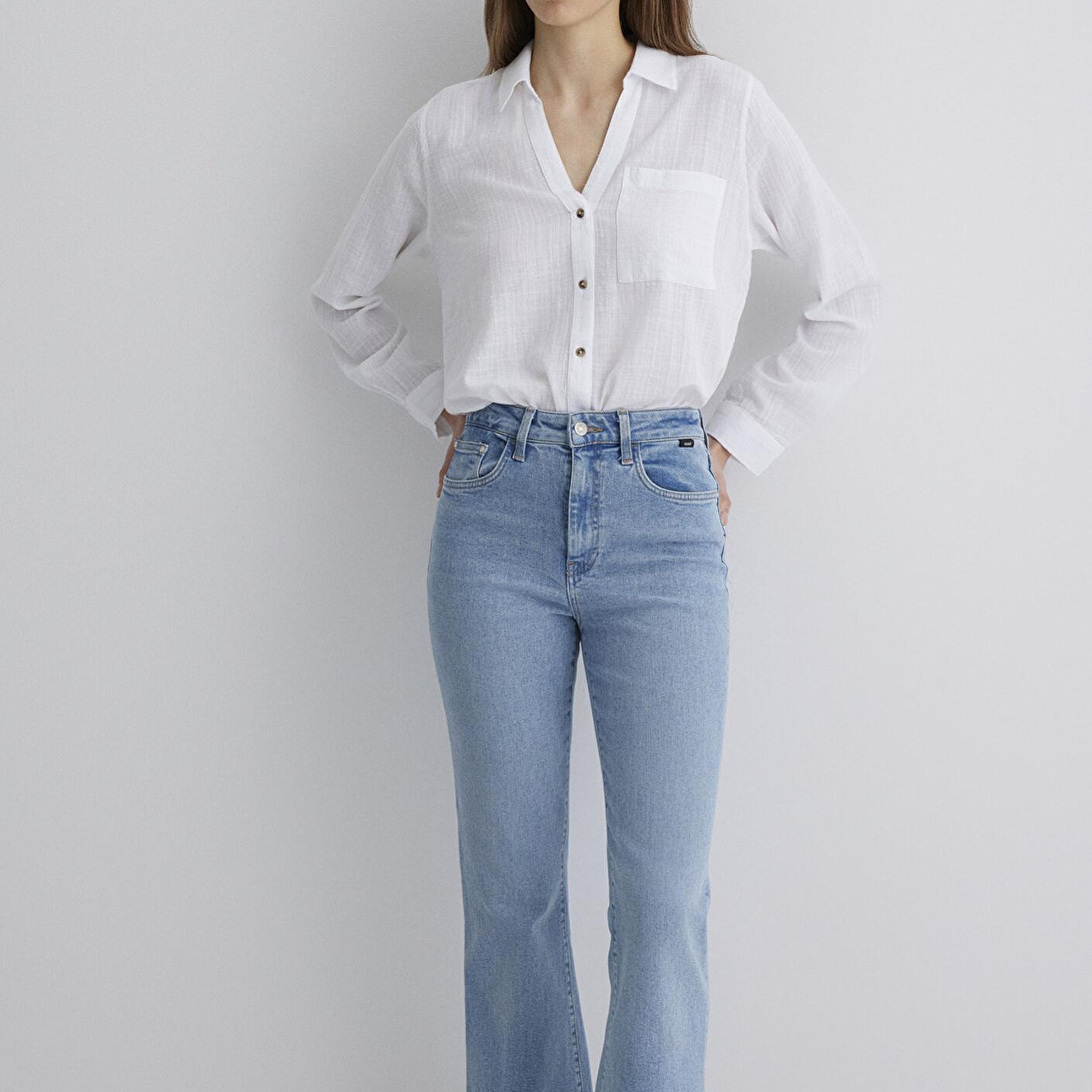 Mavi Beyaz Gömlek Loose Fit / Bol Rahat Kesim 1211114-620