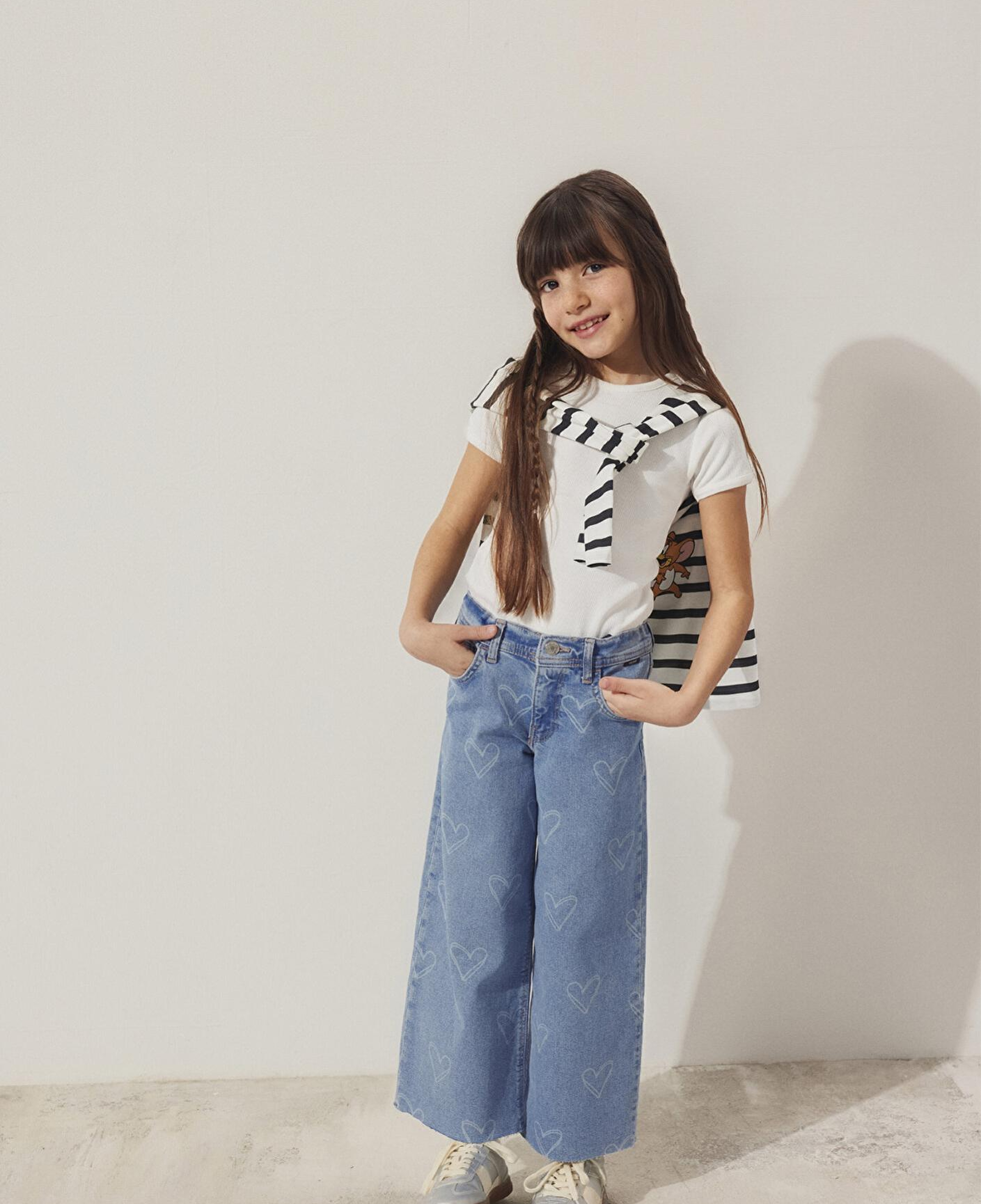 Mavi Fitilli Ekru Basic Tişört Fitted / Vücuda Oturan Kesim 7610260-70057