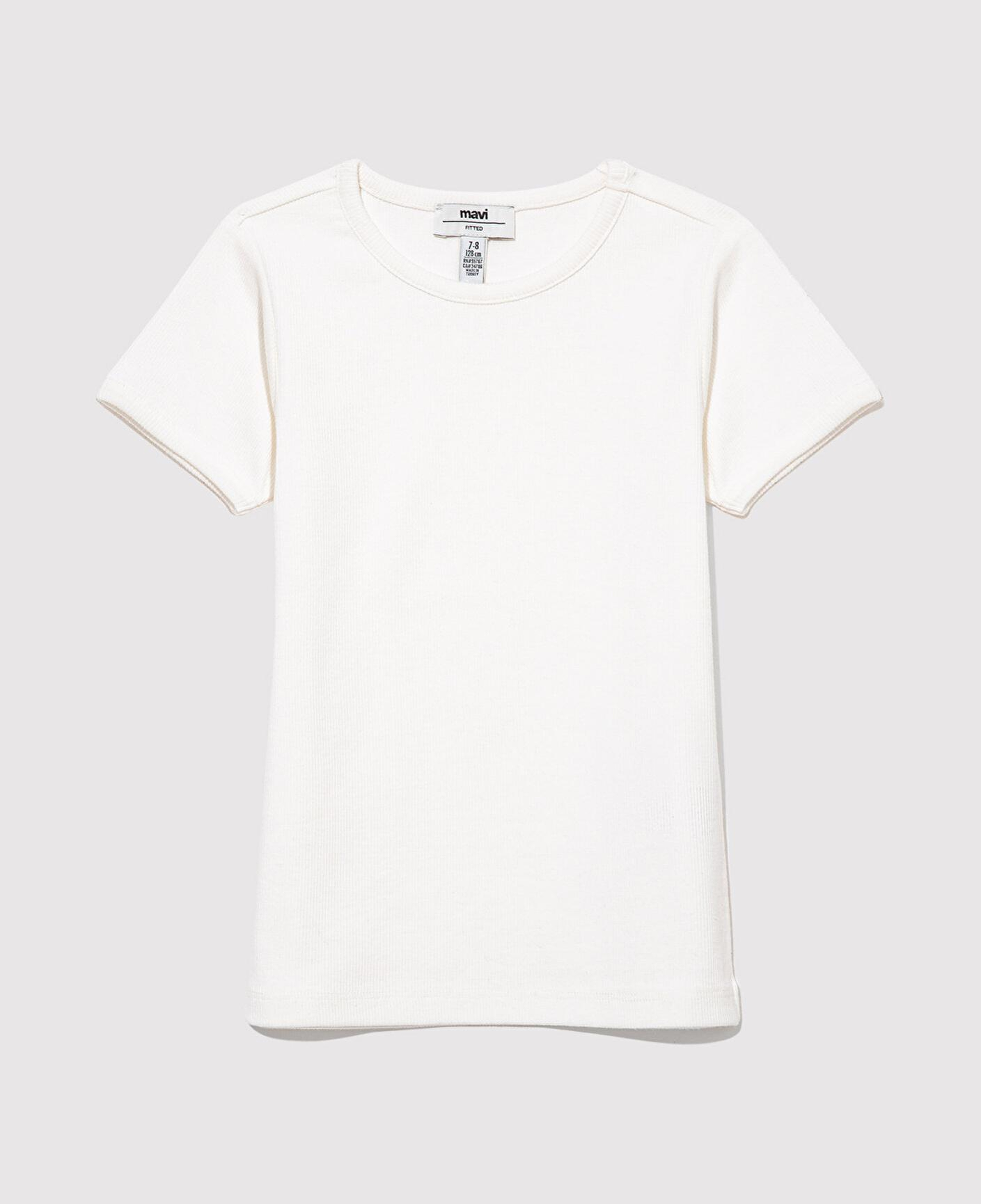 Mavi Fitilli Ekru Basic Tişört Fitted / Vücuda Oturan Kesim 7610260-70057