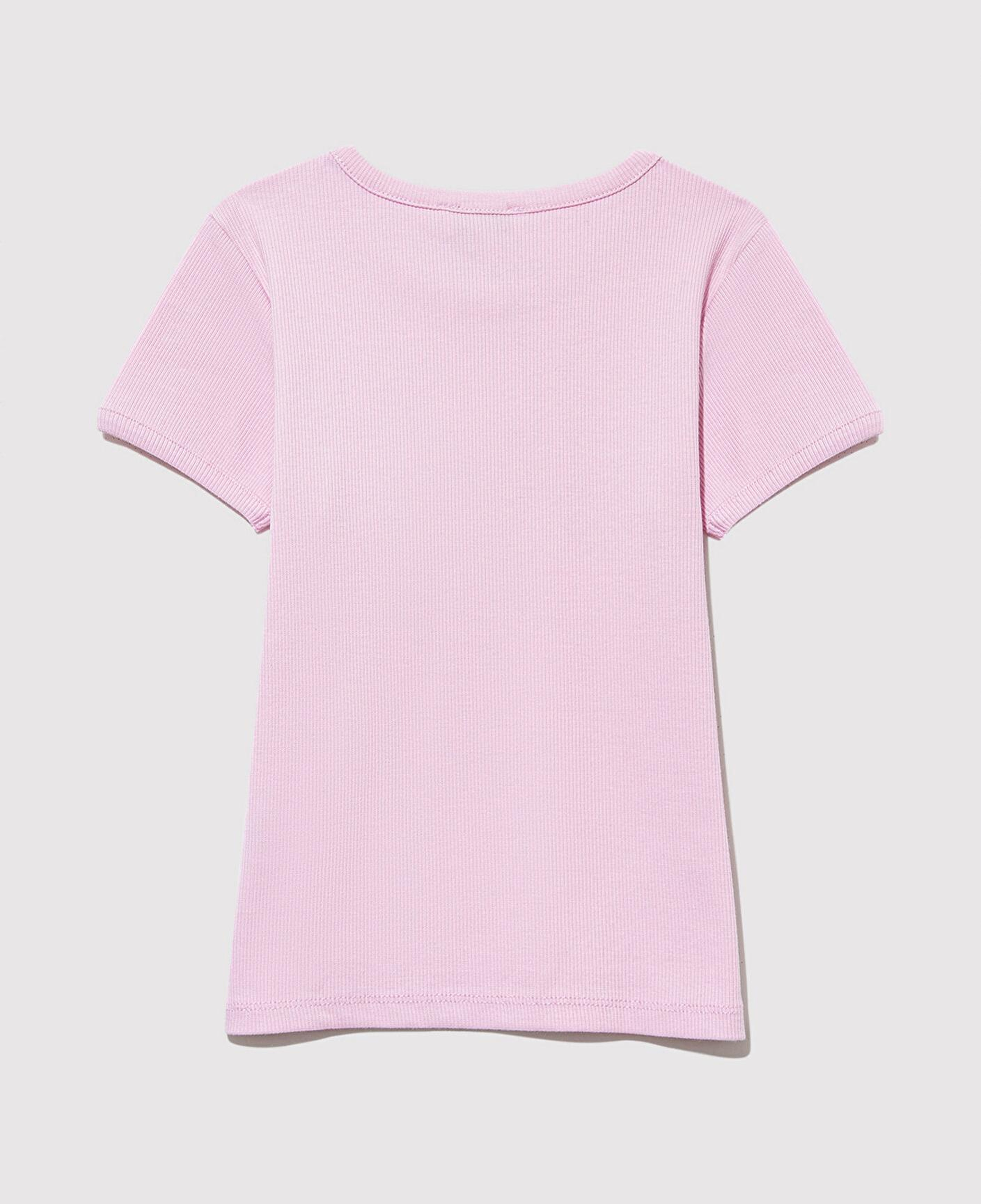 Mavi Fitilli Pembe Basic Tişört Fitted / Vücuda Oturan Kesim 7610260-86953