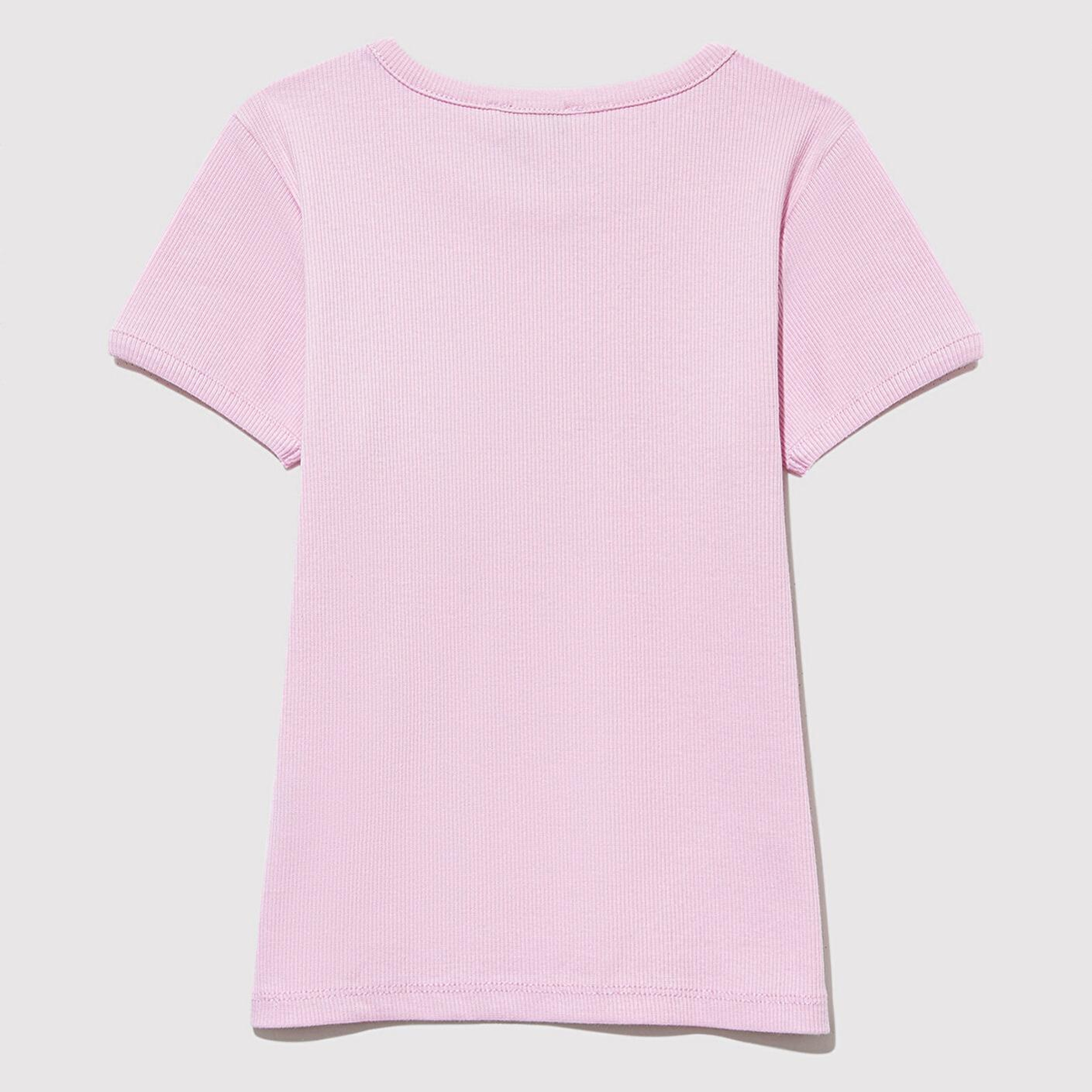 Mavi Fitilli Pembe Basic Tişört Fitted / Vücuda Oturan Kesim 7610260-86953