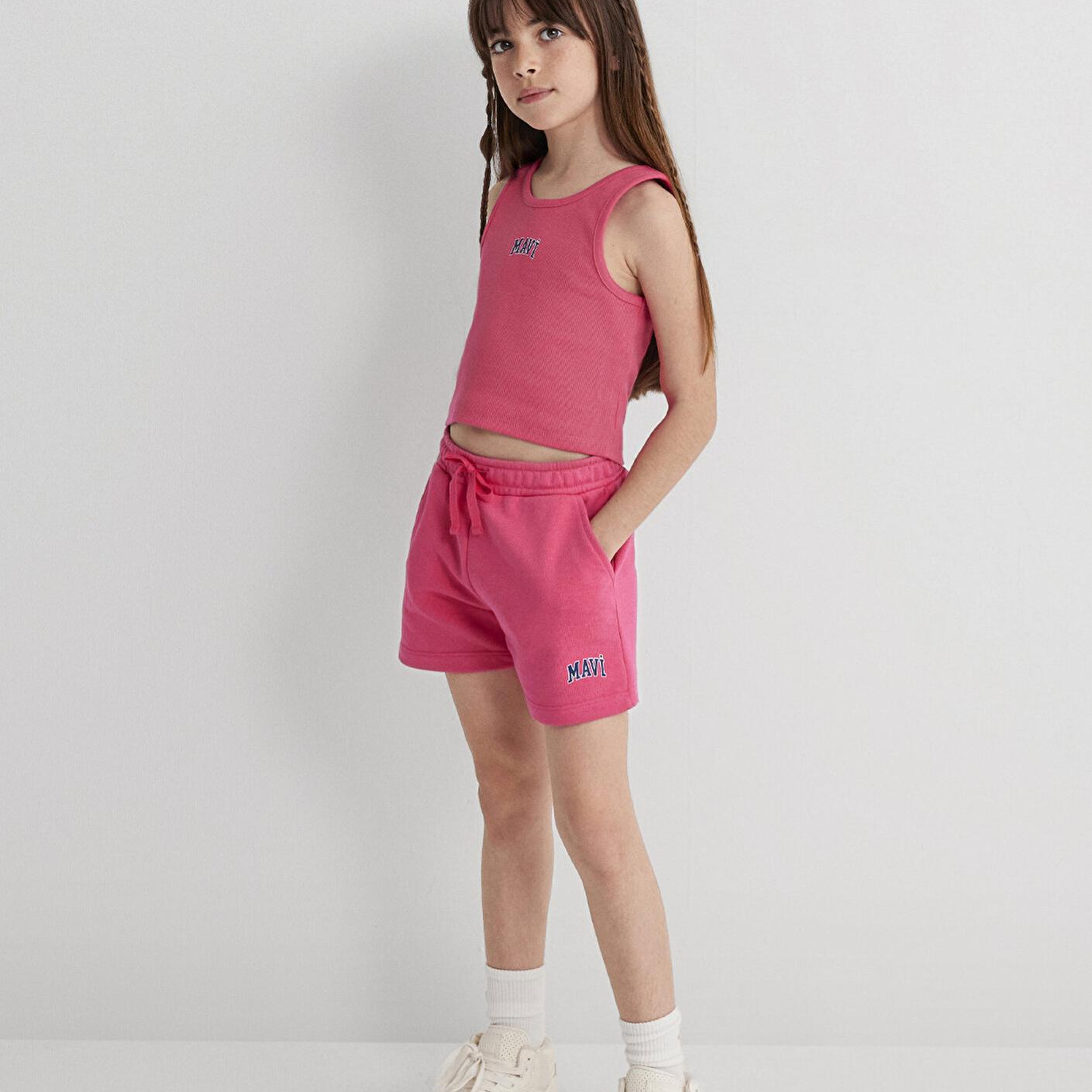 Mavi Mavi Logo Baskılı Pembe Şort 7410002-71111
