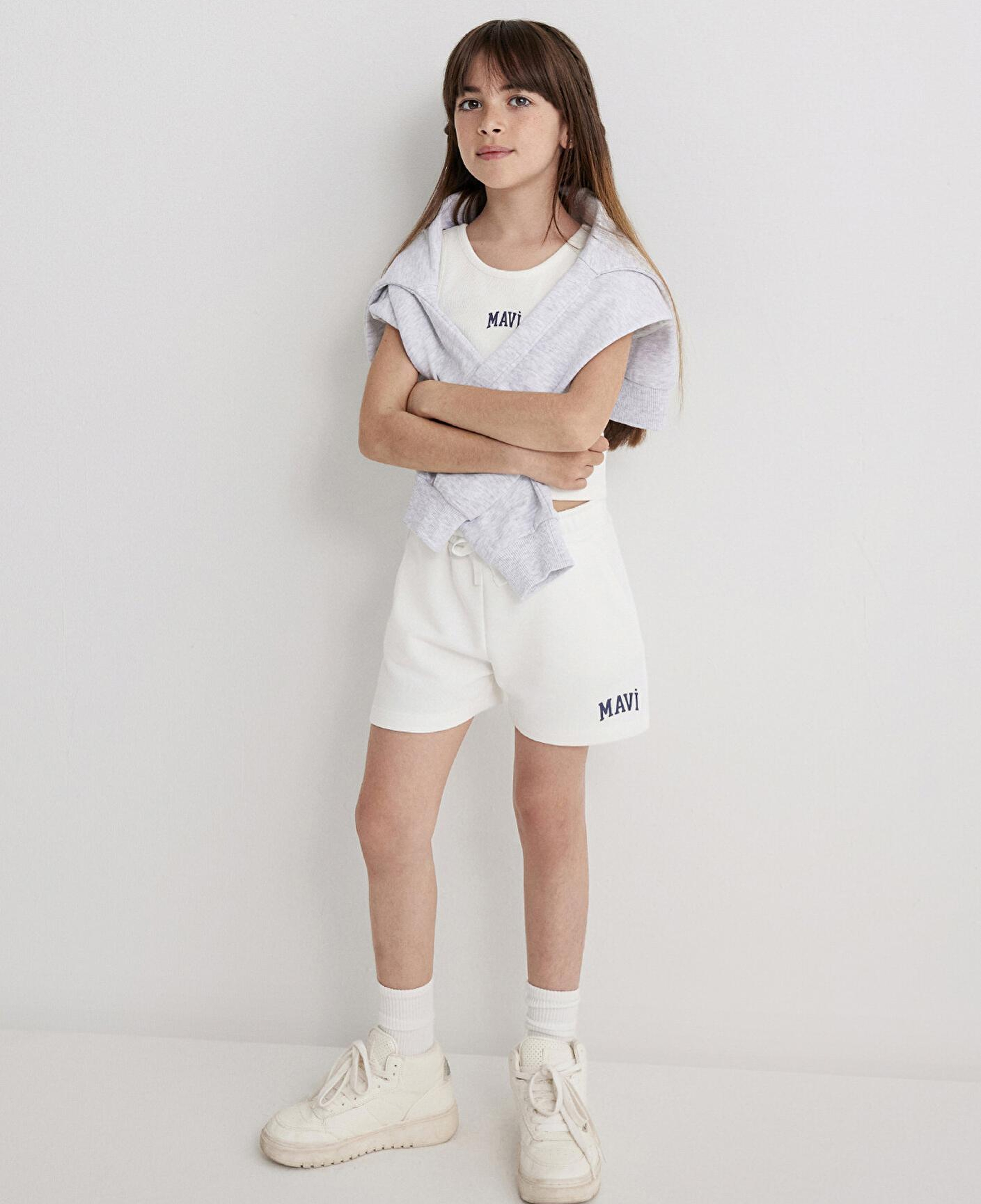 Mavi Mavi Logo Baskılı Ekru Şort 7410002-70057