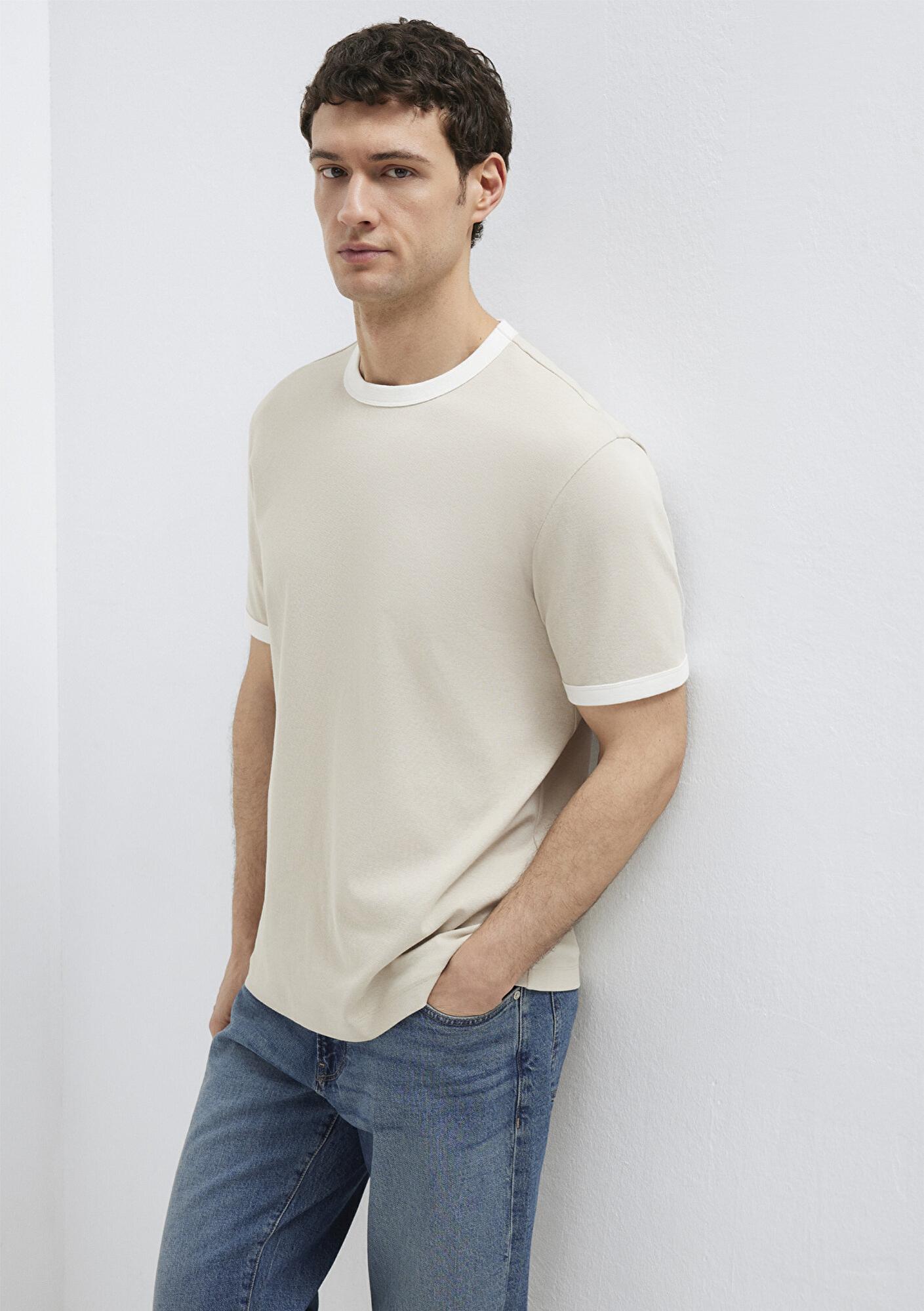 Mavi Biye Detaylı Bej Tişört Regular Fit / Normal Kesim 0613223-70144